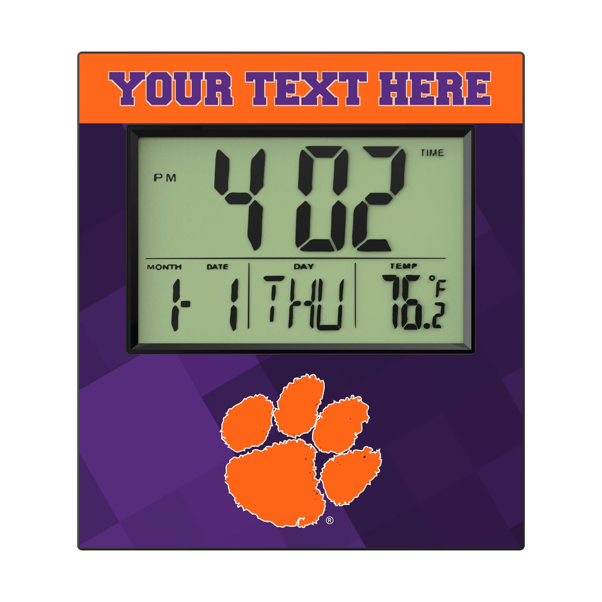Clemson University Tigers Personalized Color Block Wall Clock