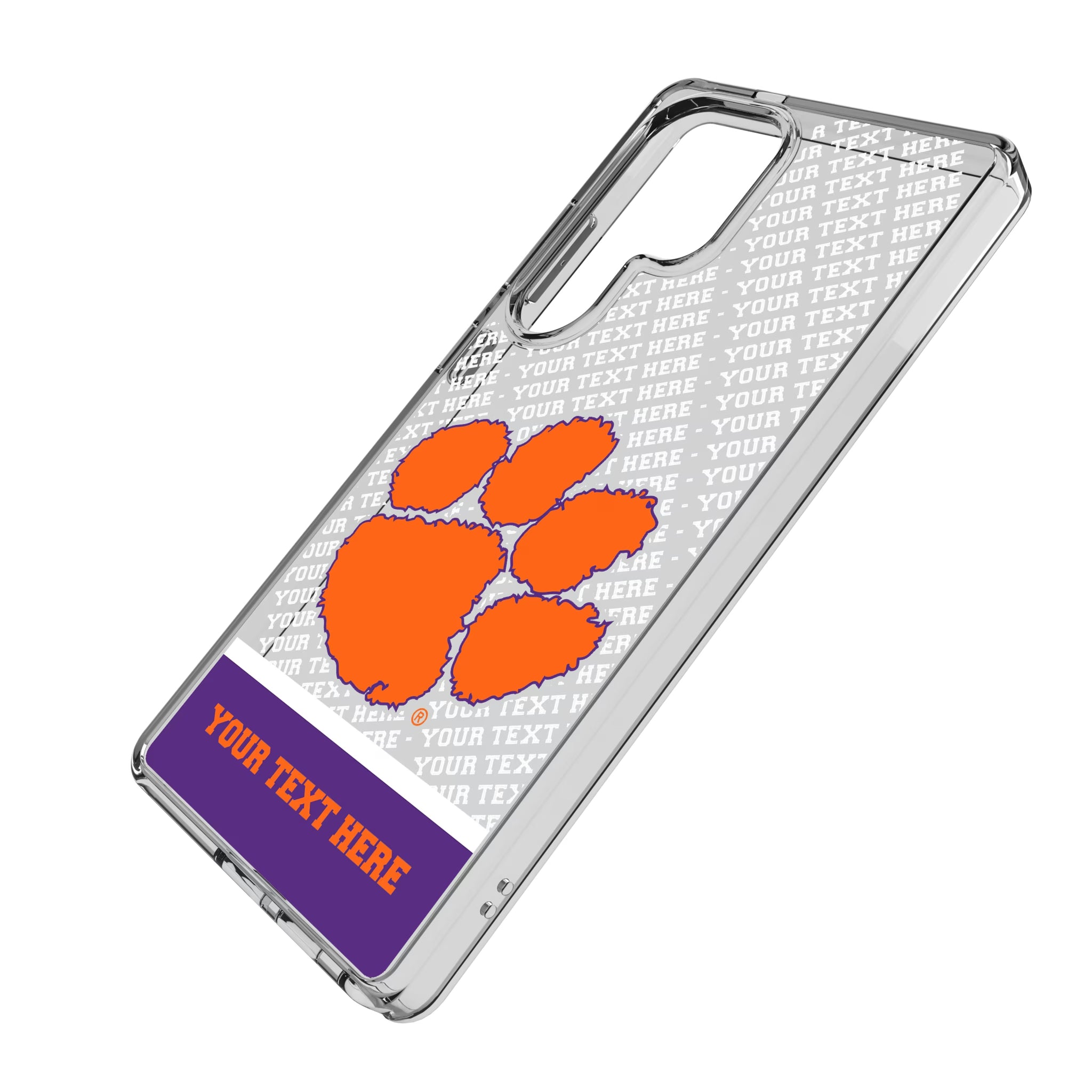 Clemson University Tigers Personalized EndZone Plus Galaxy Clear Phone Case for Samsung Galaxy - Isometric View
