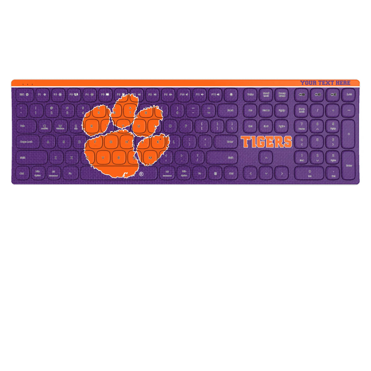Clemson University Tigers Personalized Endzone Solid KKB605 Curved Wireless Keyboard