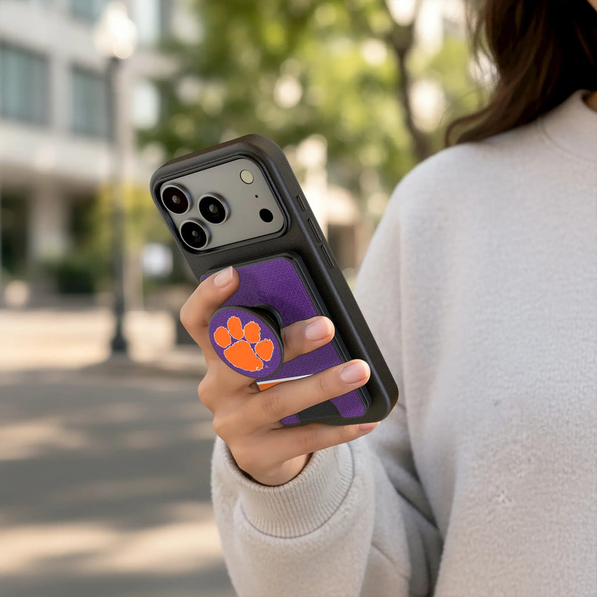 Clemson University Tigers Personalized Endzone Solid Popsockets Wallet Magnetic - Lifestyle