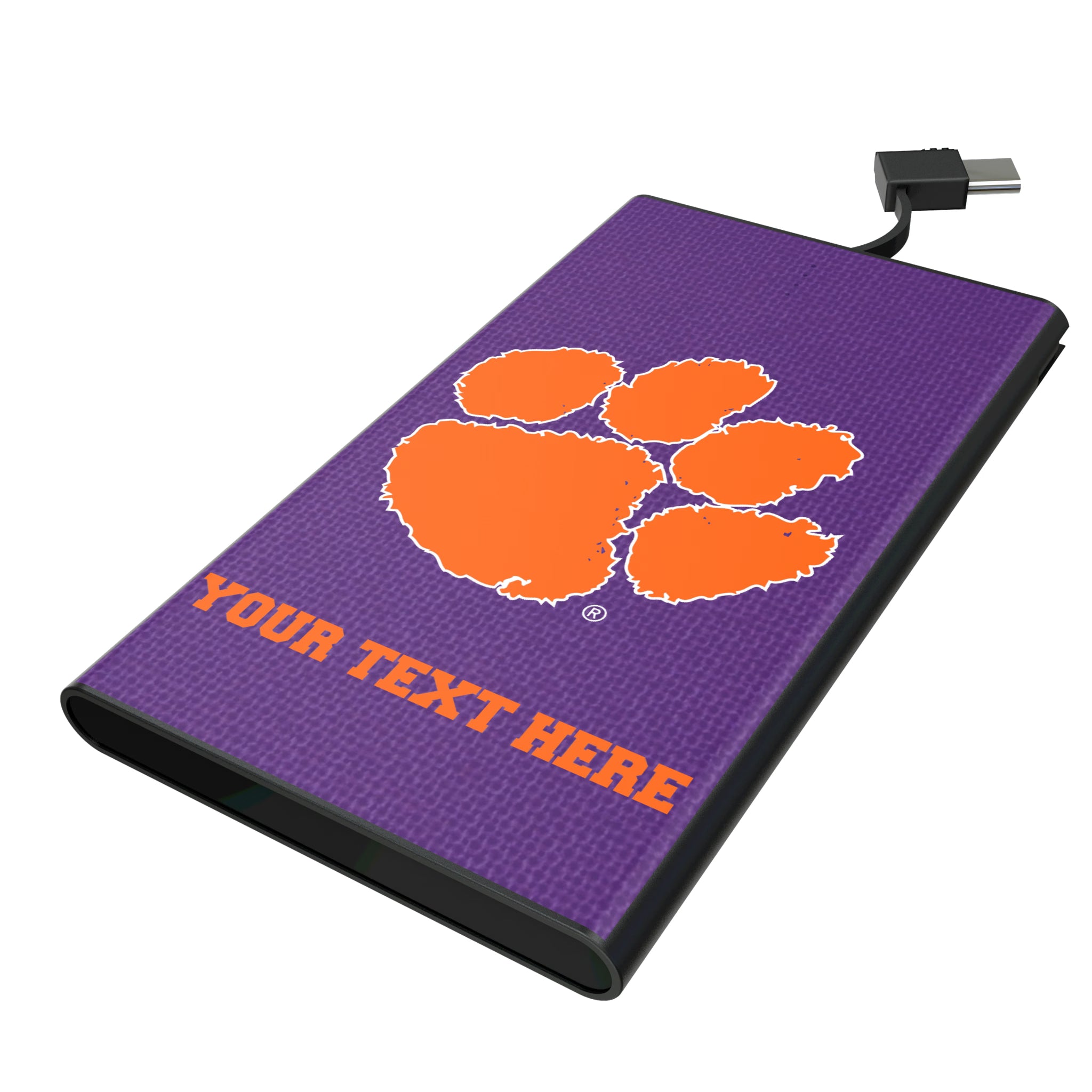 Clemson University Tigers Personalized Solid 5000mAh Flat Powerbank