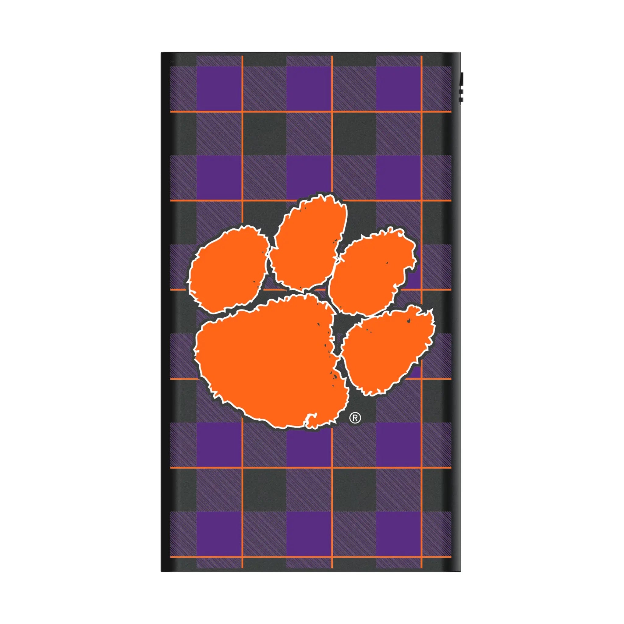 Clemson University Tigers Plaid 5000mAh Flat Power Bank