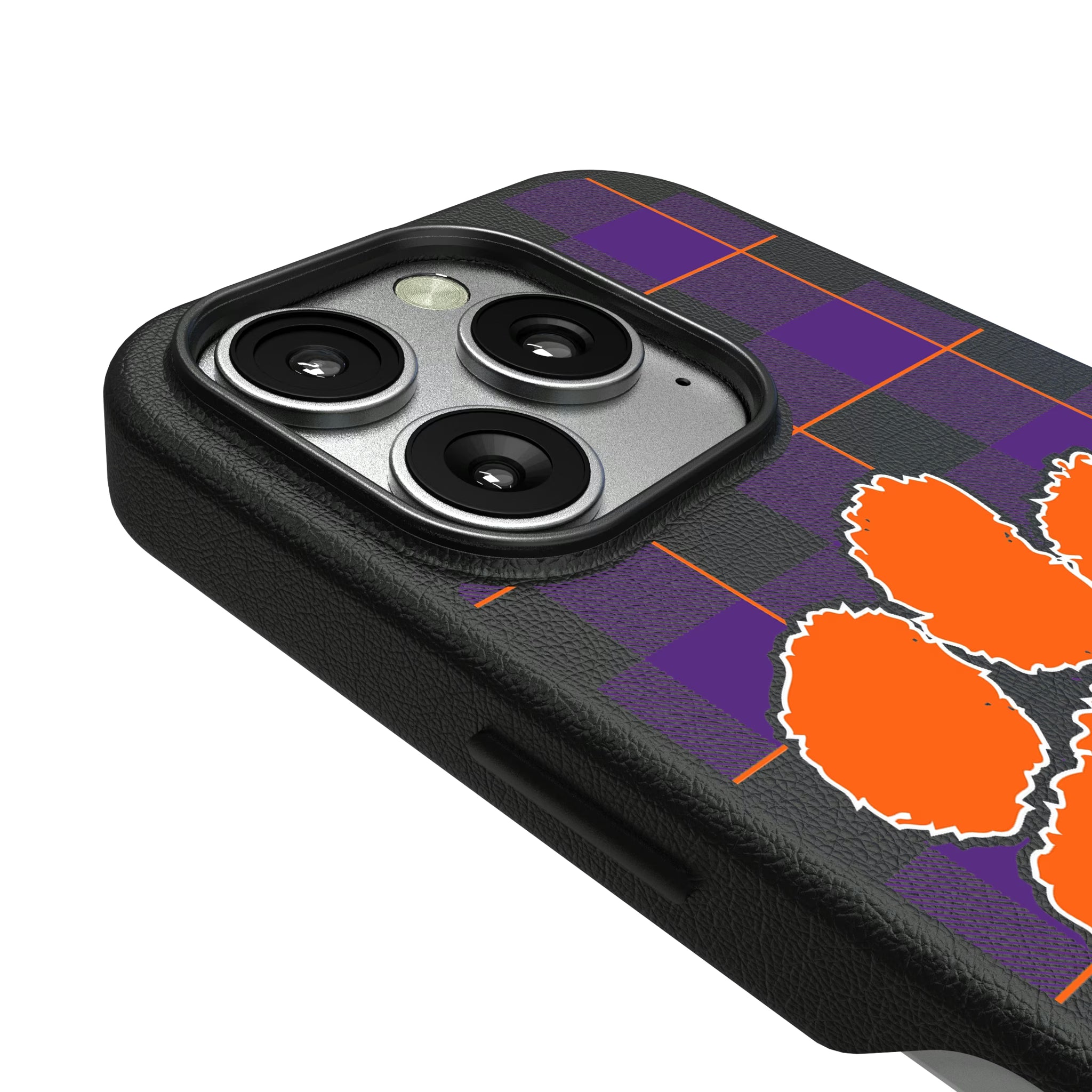 Clemson University Tigers Plaid iPhone MagSafe Compatible Phone Case for Apple iPhone - Detail