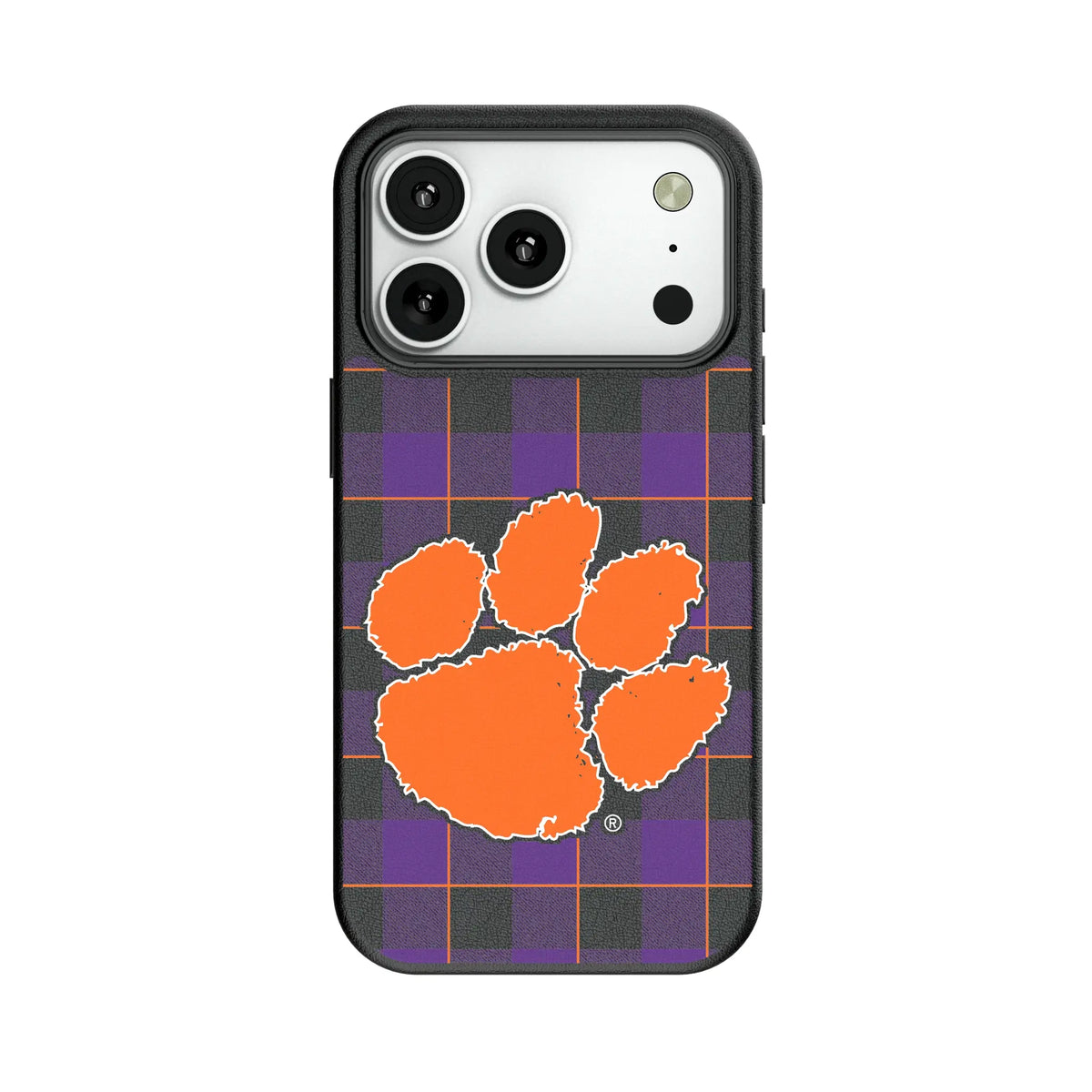 Clemson University Tigers Plaid MagSafe Compatible Phone Case for Apple iPhone