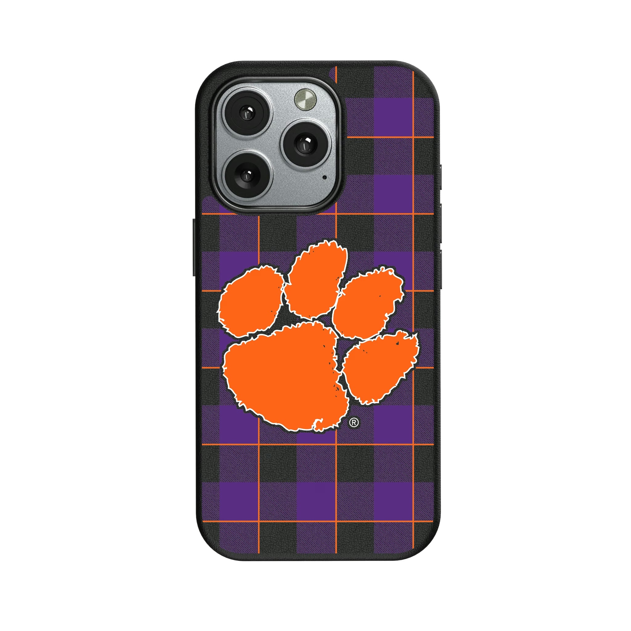 Clemson University Tigers Plaid iPhone MagSafe Compatible Phone Case for Apple iPhone