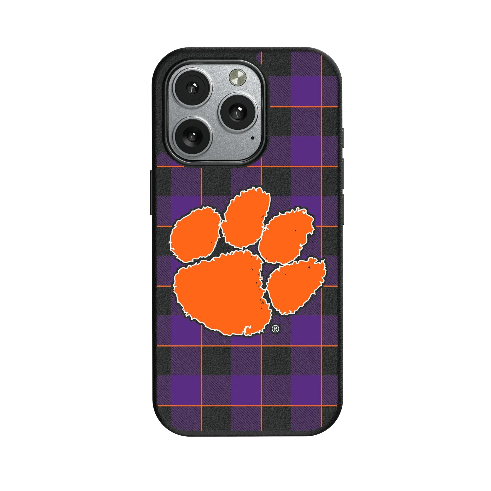 Clemson University Tigers Plaid iPhone MagSafe Compatible Phone Case for Apple iPhone