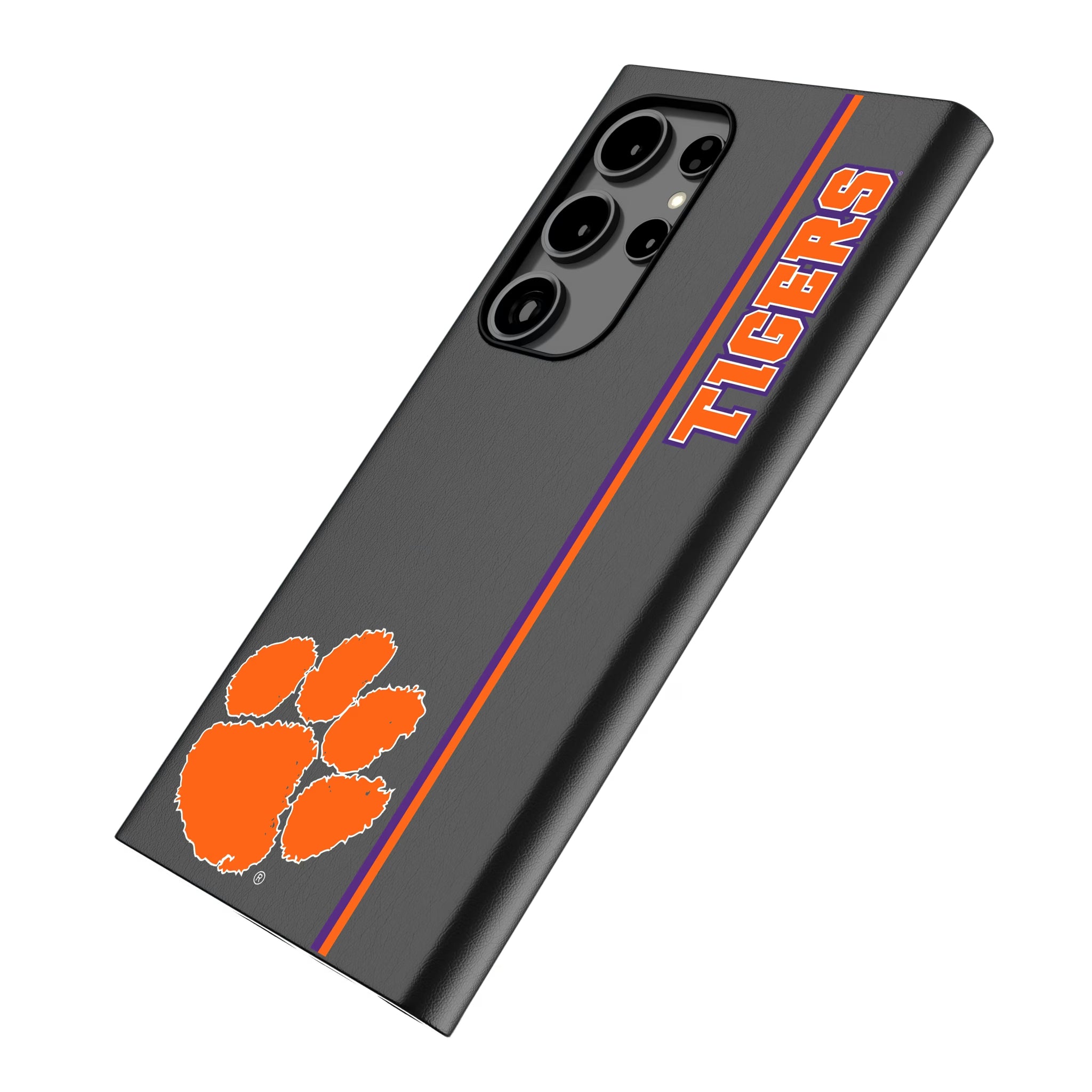 Clemson University Tigers Sidebar Galaxy MagSafe Compatible Phone Case for Samsung Galaxy - Isometric View