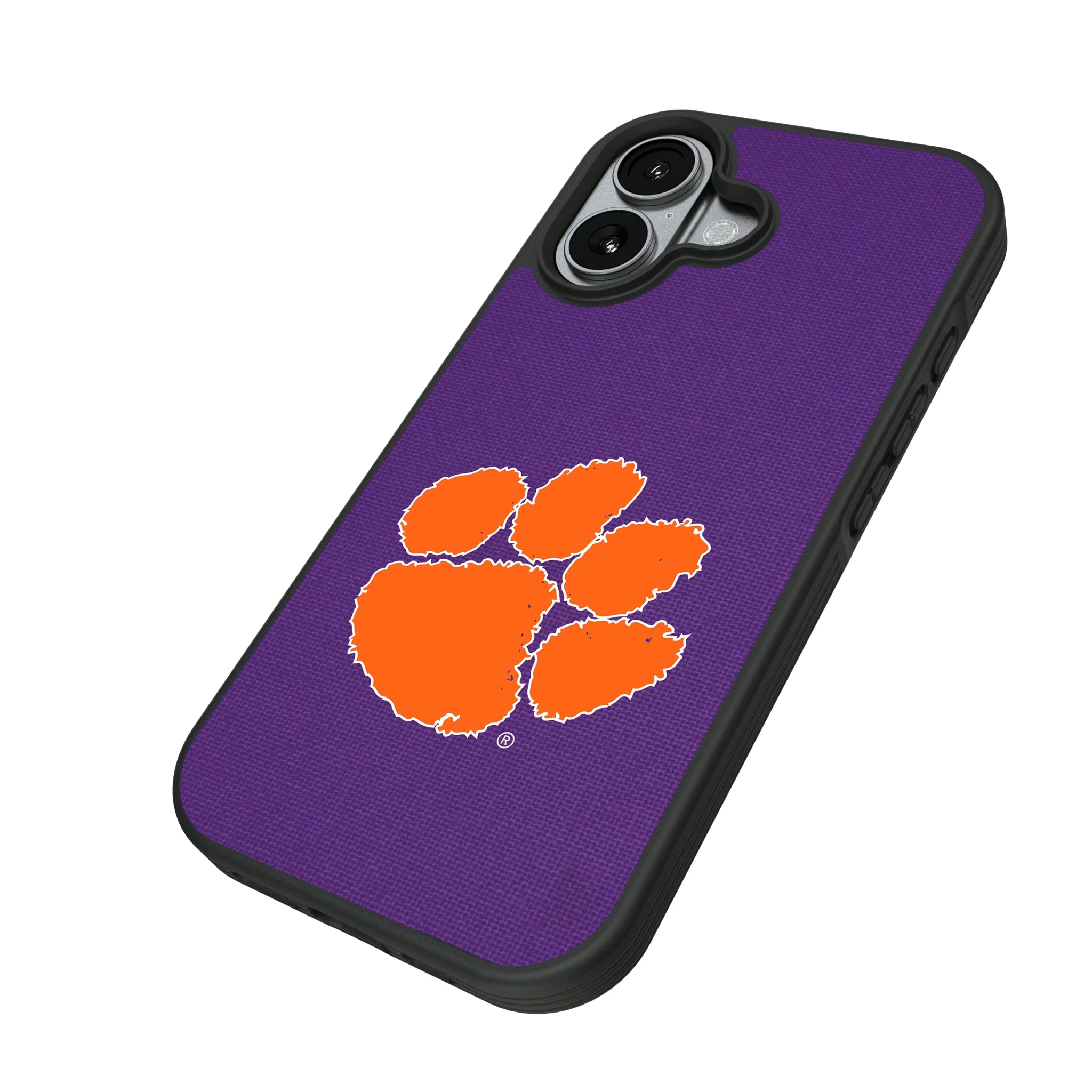 Clemson University Tigers Solid iPhone Bump Phone Case for Apple iPhone - Isometric View#Device_iPhone 17