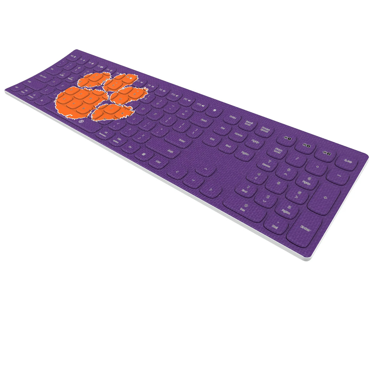 Clemson University Tigers Solid KKB605 Curved Wireless Keyboard - Isometric View