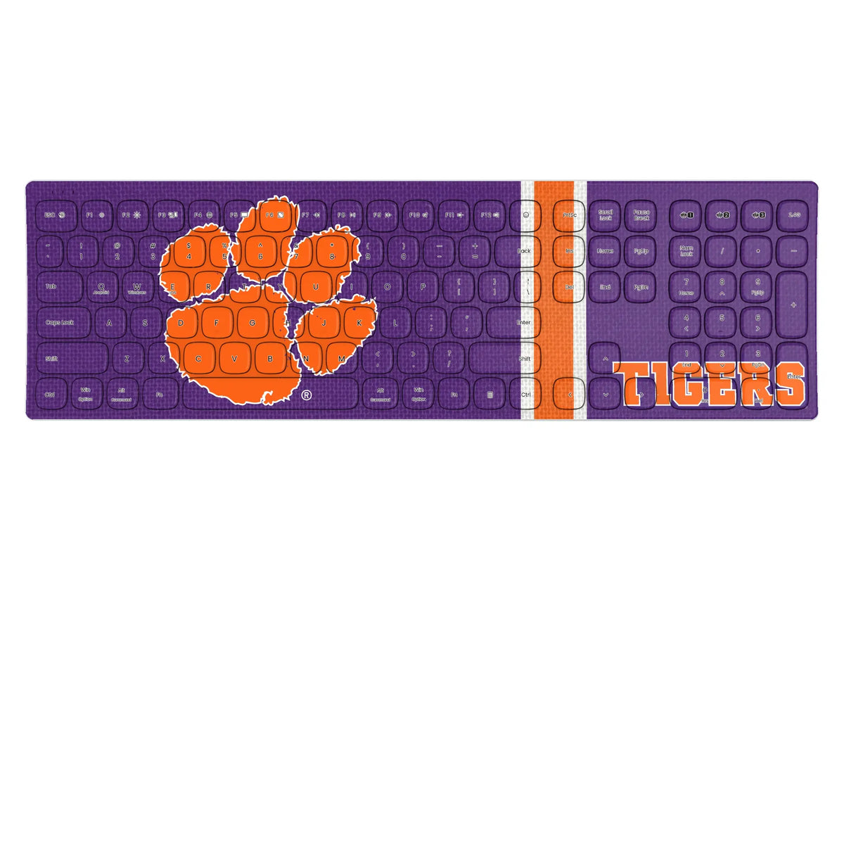 Clemson University Tigers Stripe KKB605 Curved Wireless Keyboard