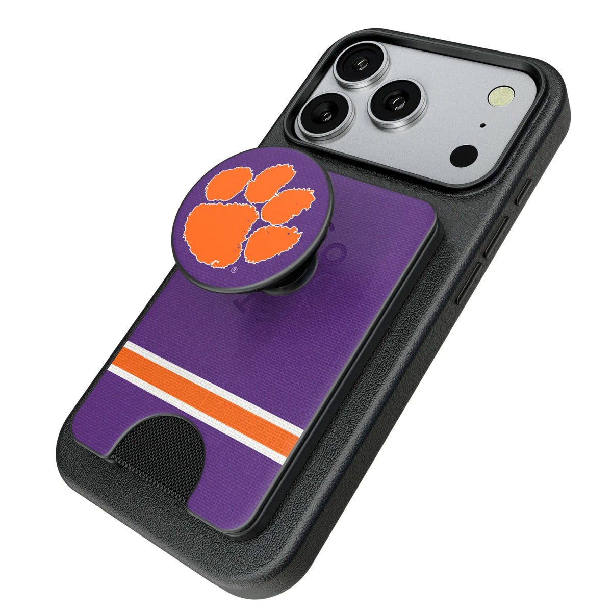 Clemson University Tigers Stripe Popsockets Wallet Magnetic - Isometric View