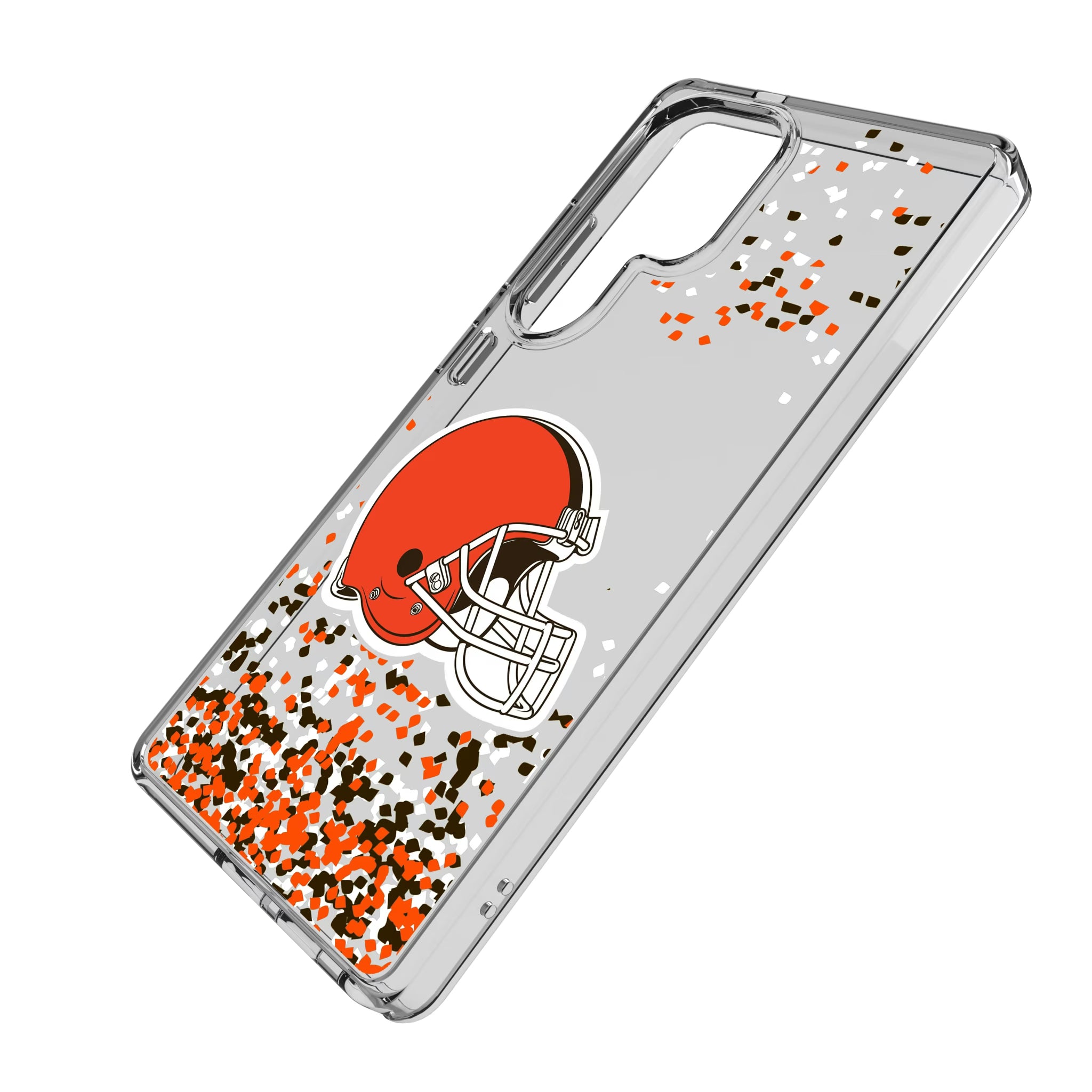Cleveland Browns Confetti Galaxy Clear Phone Case for Samsung Galaxy - Isometric View