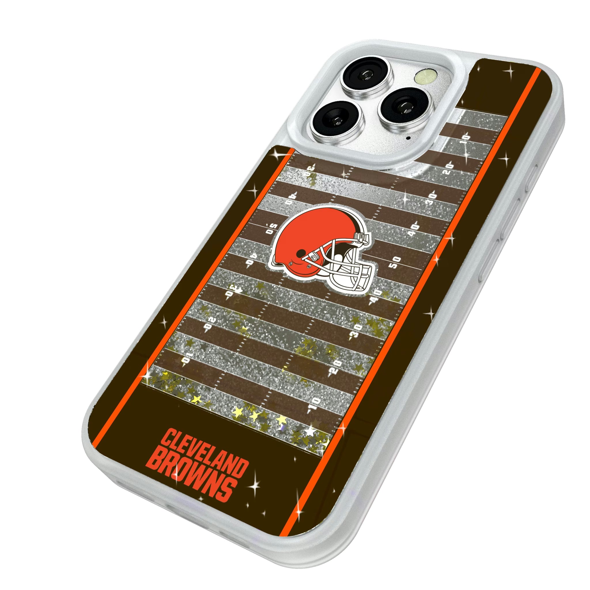 Cleveland Browns Field iPhone Glitter Phone Case for Apple iPhone - Isometric View#Device_iPhone 16 Pro