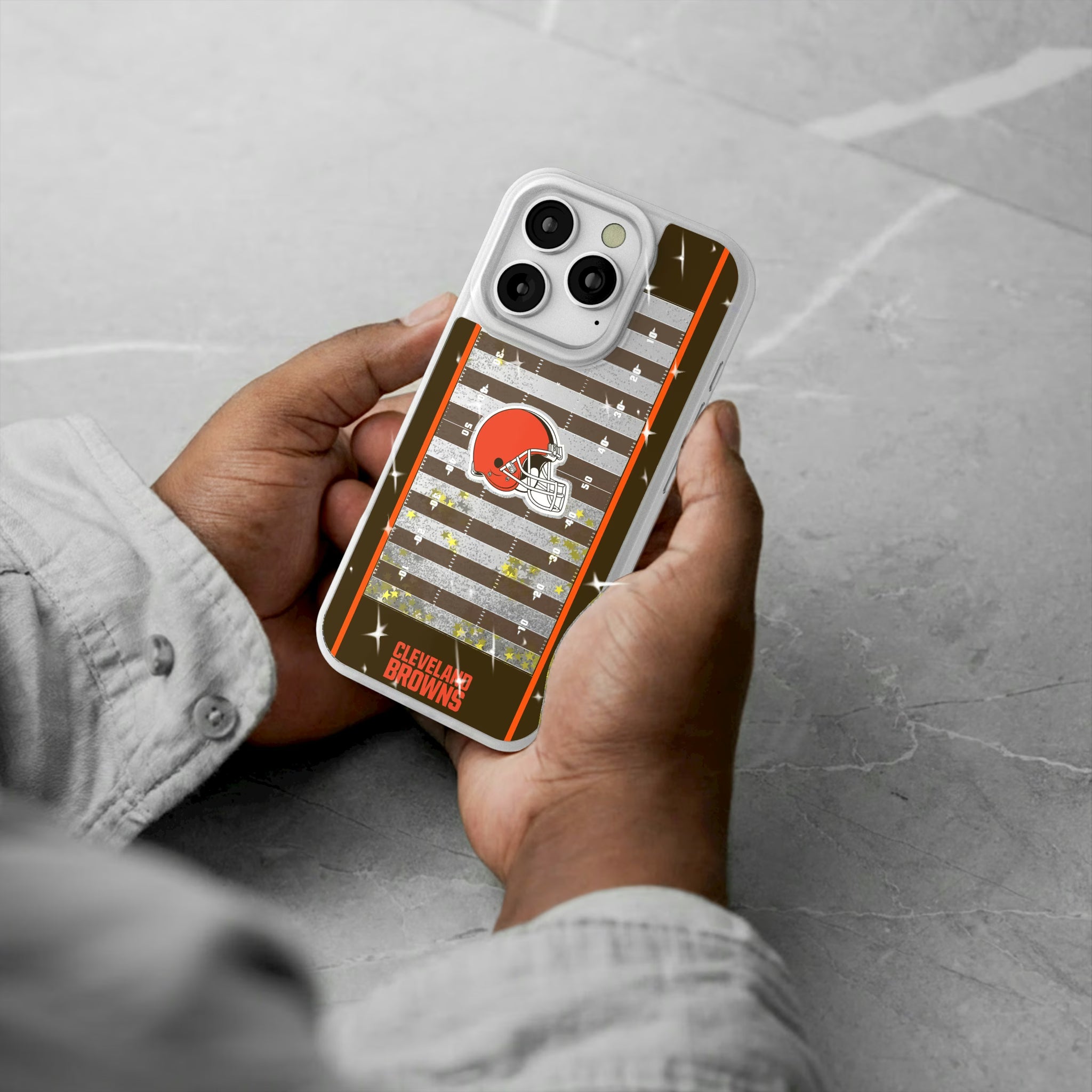 Cleveland Browns Field iPhone Glitter Phone Case for Apple iPhone - Lifestyle#Device_iPhone 16 Pro