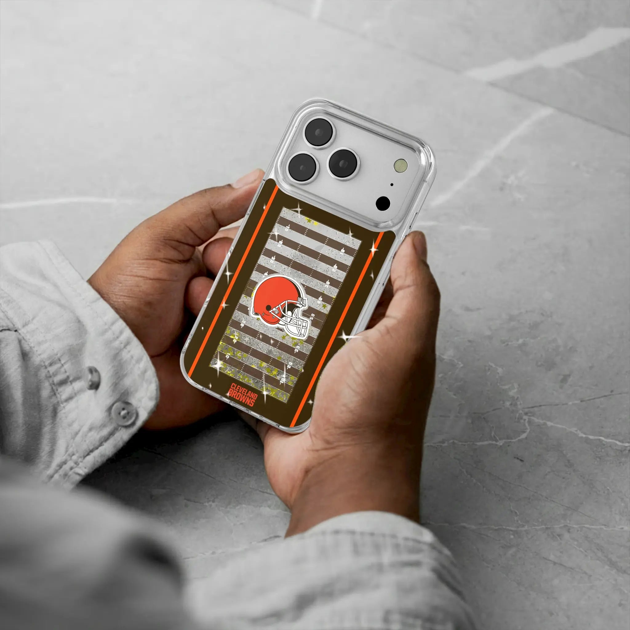 Cleveland Browns Field iPhone Glitter Phone Case for Apple iPhone - Lifestyle
