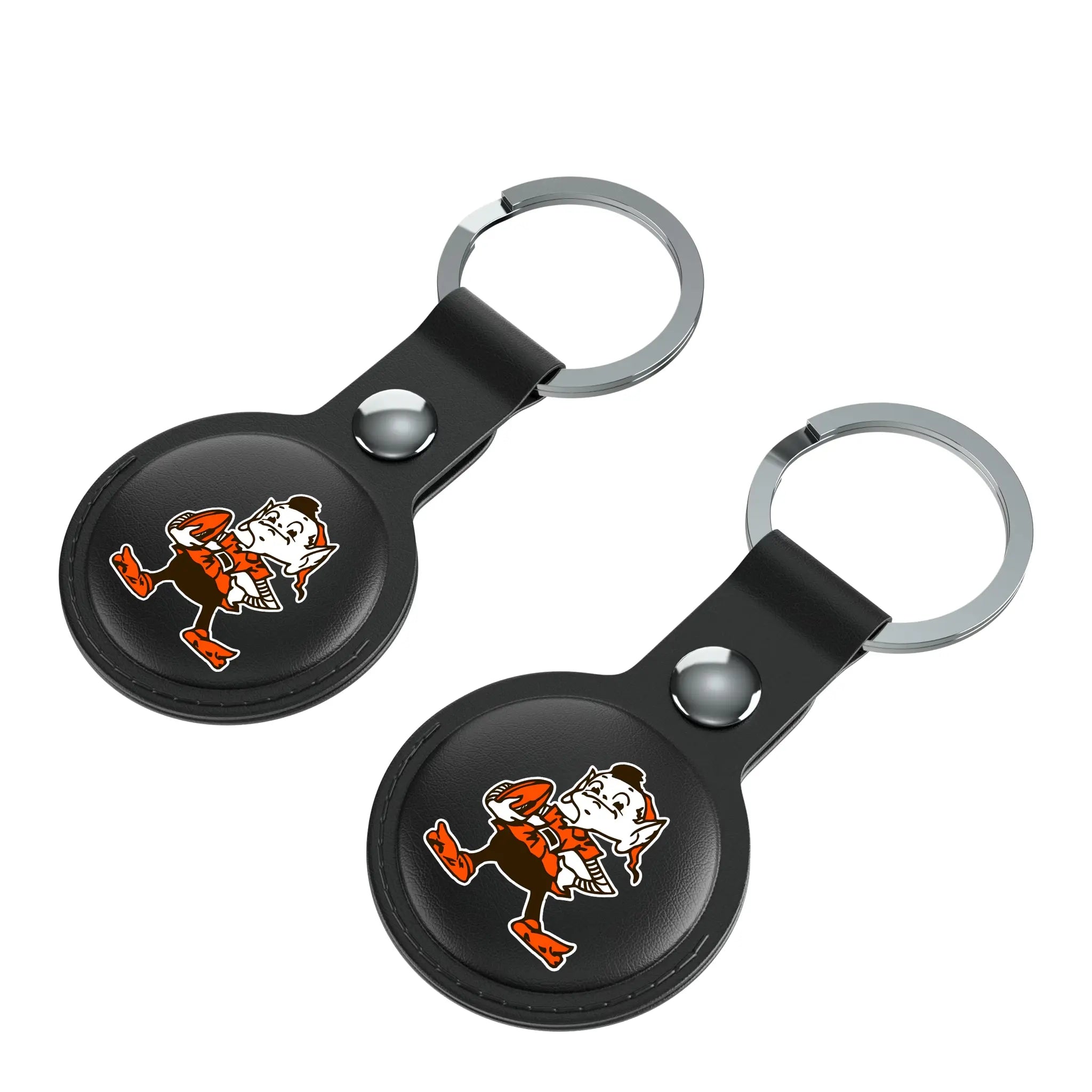 Cleveland Browns Historic Collection Insignia AirTag Black Airtag Holder 2-Pack - Isometric View