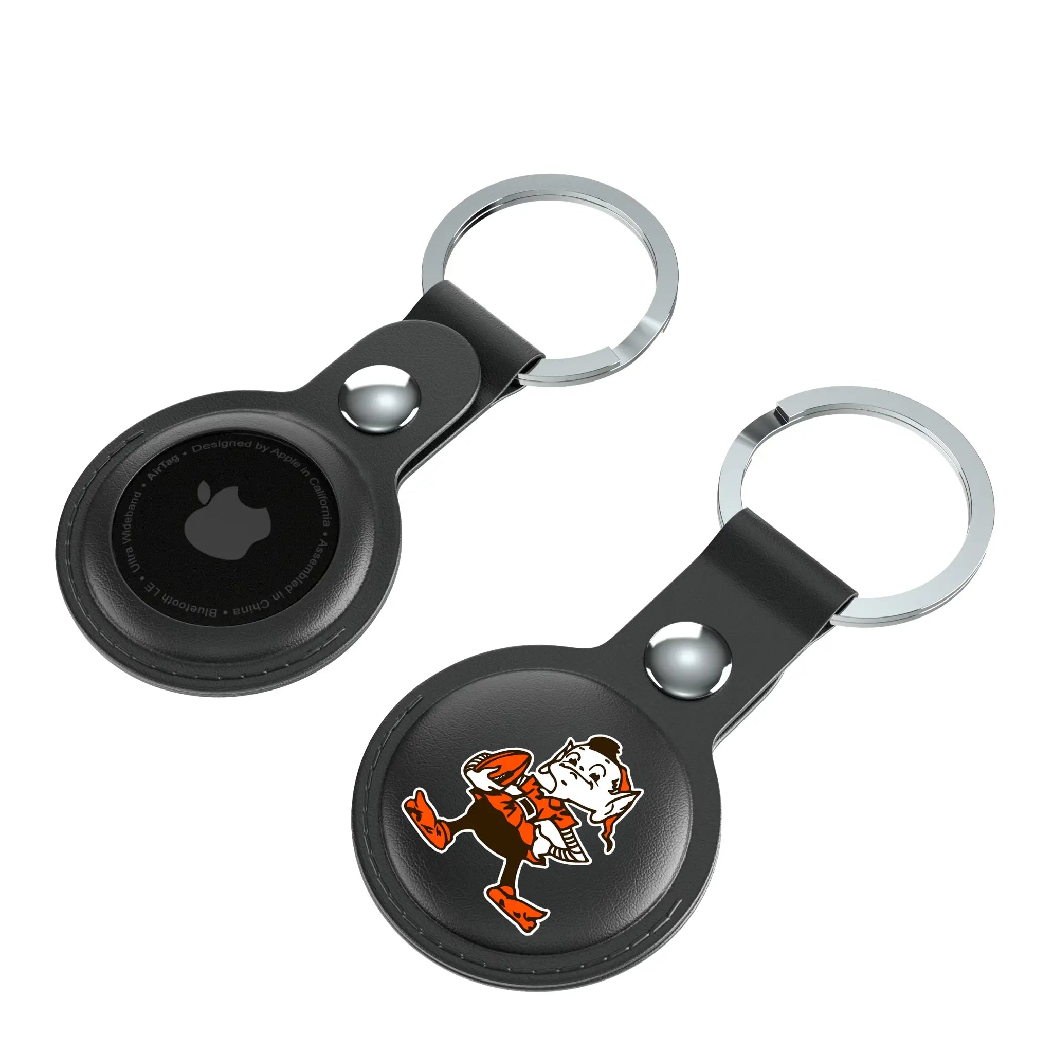 Cleveland Browns Historic Collection Insignia AirTag Black Airtag Holder 2-Pack - Isometric View