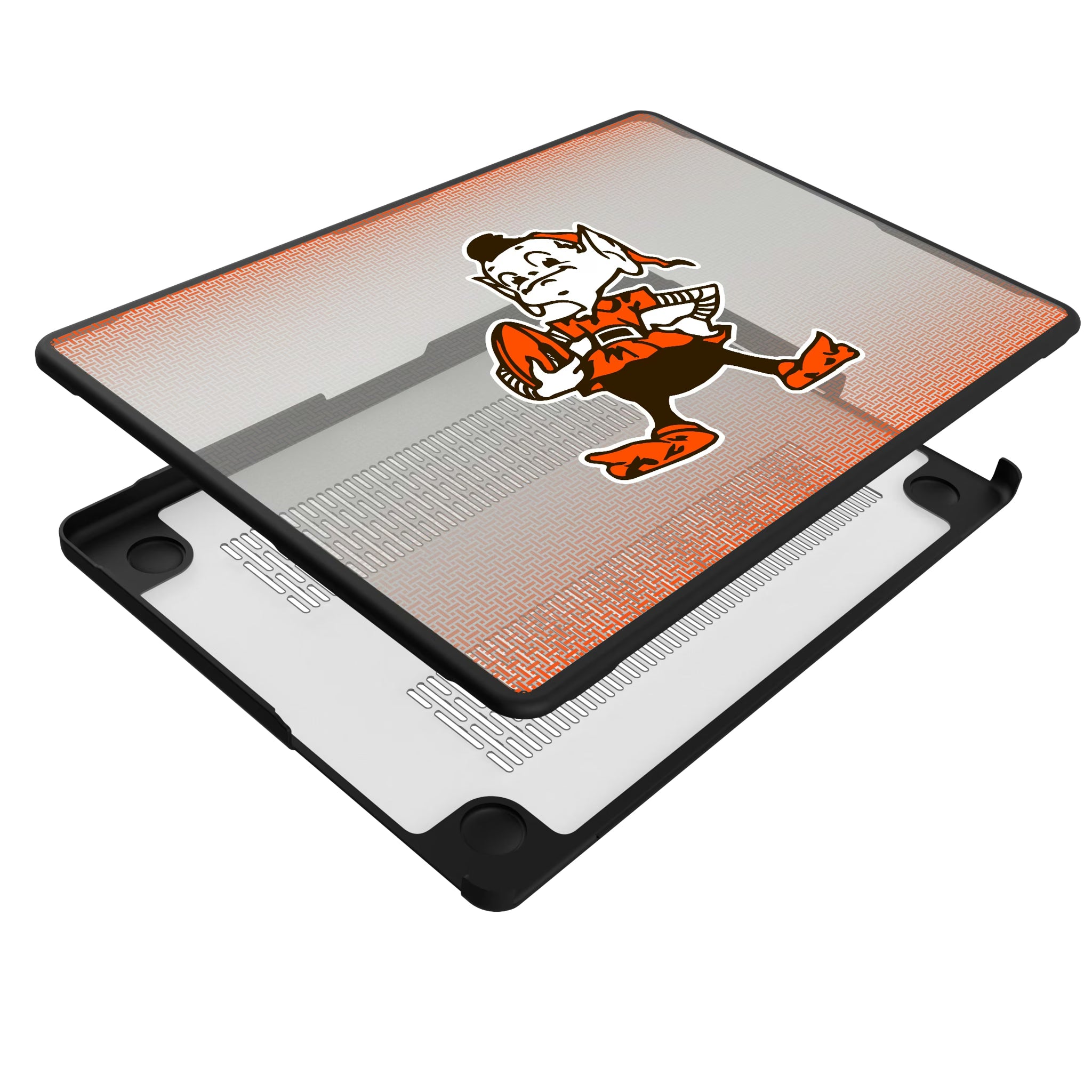 Cleveland Browns Historic Collection Linen MacBook Laptop Case for Apple MacBook - Isometric View#Device_MacBook Pro (14-inch, 2021) / MacBook Pro (14-inch, 2023) / MacBook Pro (14-inch, 2024)