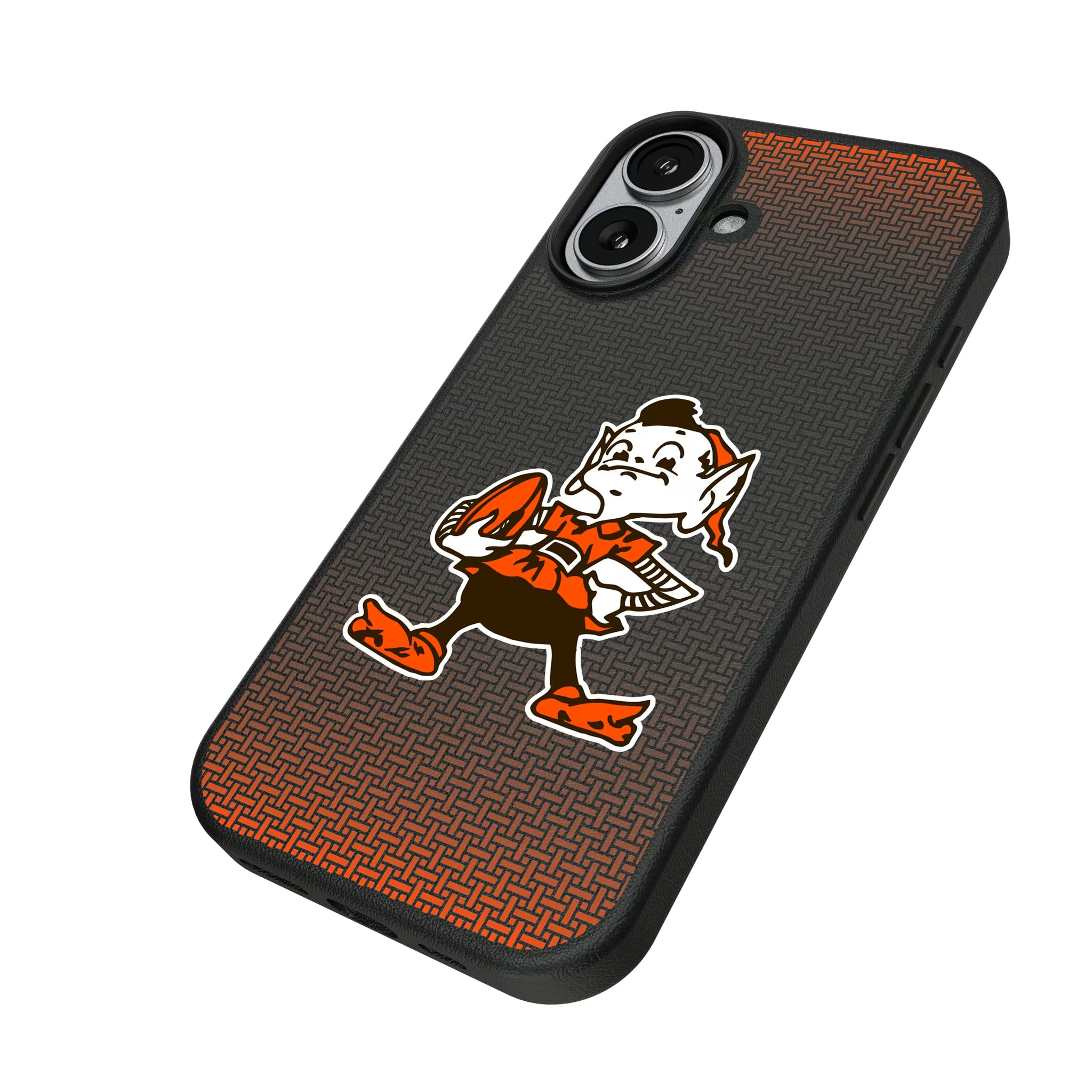 Cleveland Browns Historic Collection Linen iPhone MagSafe Compatible Phone Case for Apple iPhone - Isometric View#Device_iPhone 17