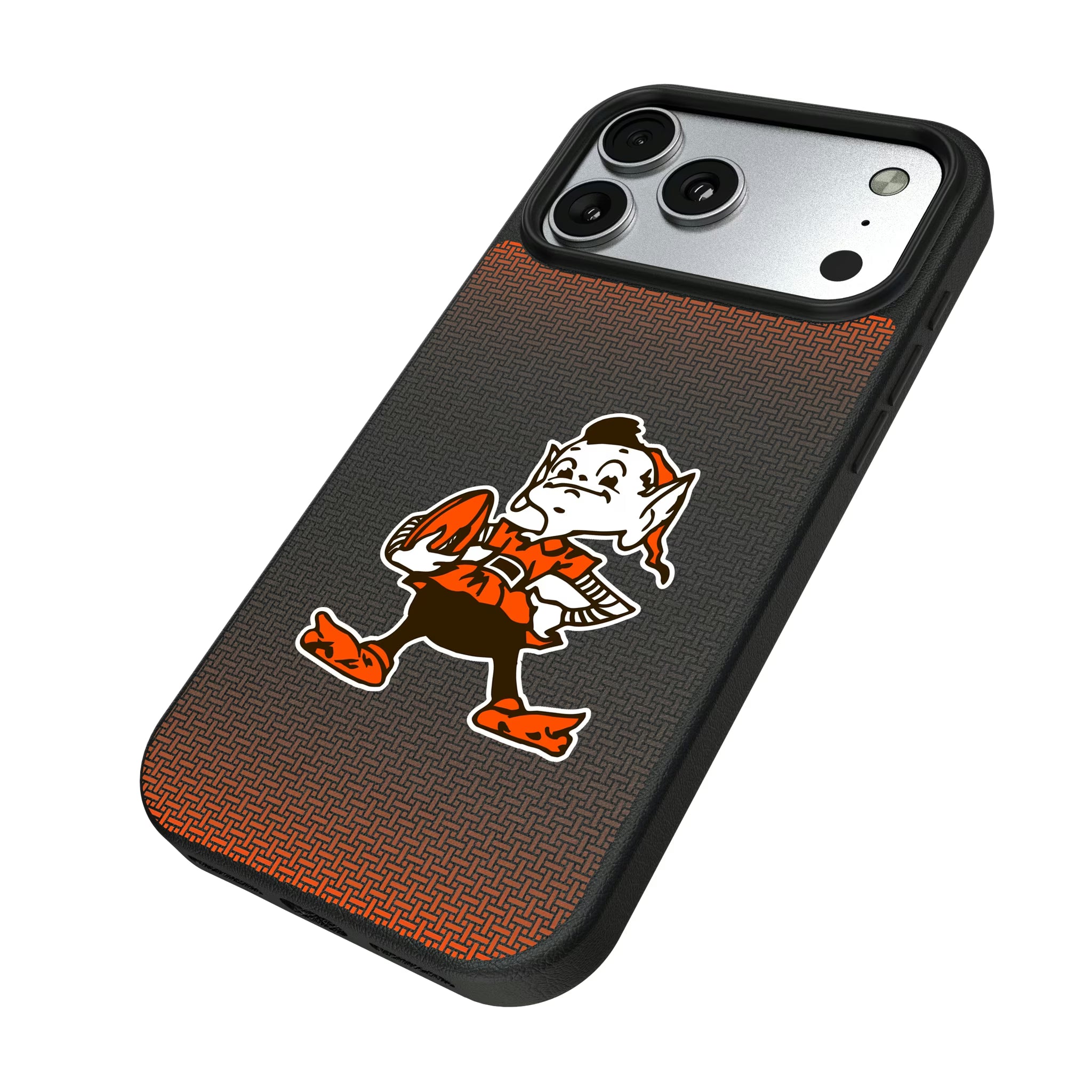 Cleveland Browns Historic Collection Linen iPhone MagSafe Compatible Phone Case for Apple iPhone - Isometric View#Device_iPhone 17 Pro Max