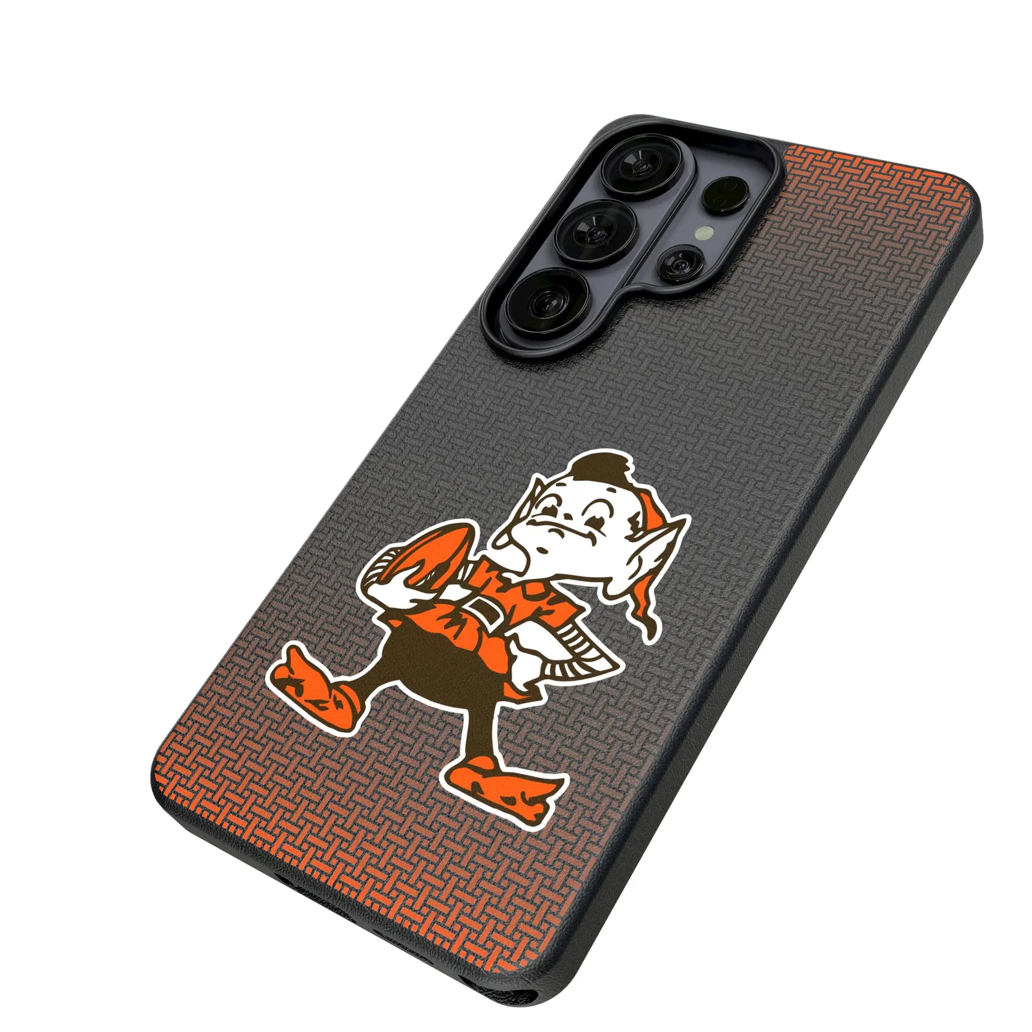 Cleveland Browns Historic Collection Linen Galaxy MagSafe Compatible Phone Case for Samsung Galaxy - Isometric View#Device_Galaxy S26 Ultra