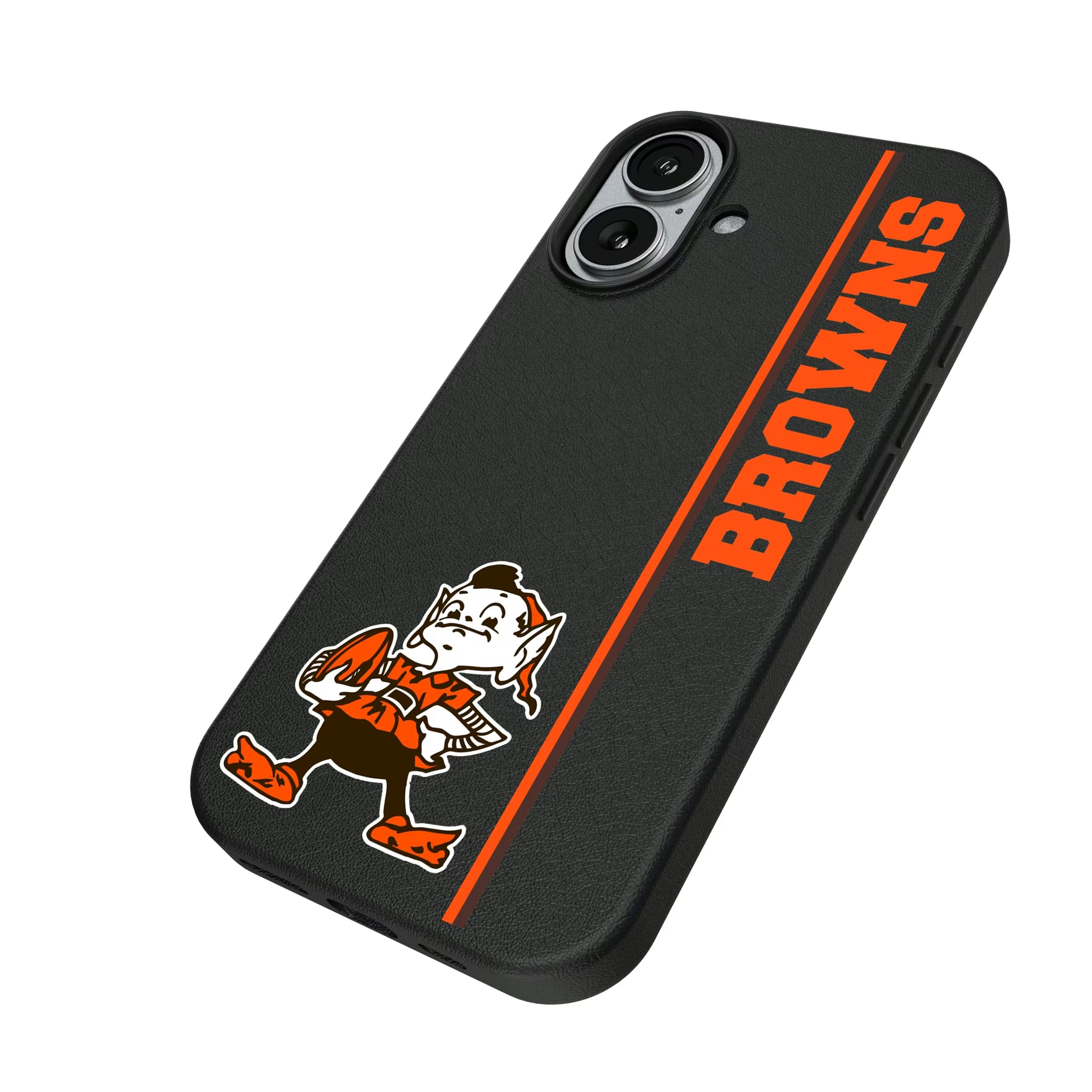 Cleveland Browns Historic Collection Sidebar iPhone MagSafe Compatible Phone Case for Apple iPhone - Isometric View#Device_iPhone 17