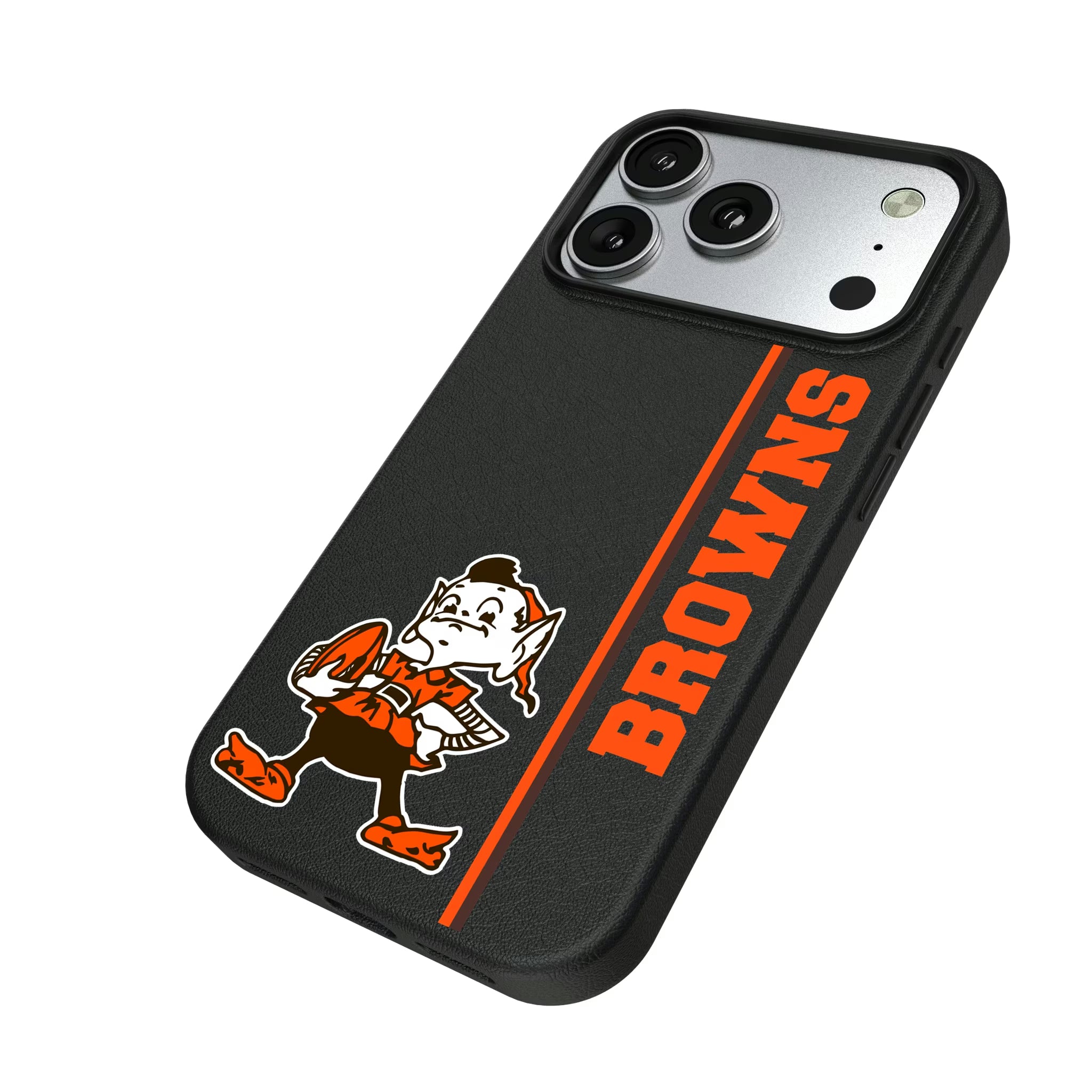 Cleveland Browns Historic Collection Sidebar iPhone MagSafe Compatible Phone Case for Apple iPhone - Isometric View#Device_iPhone 17 Pro
