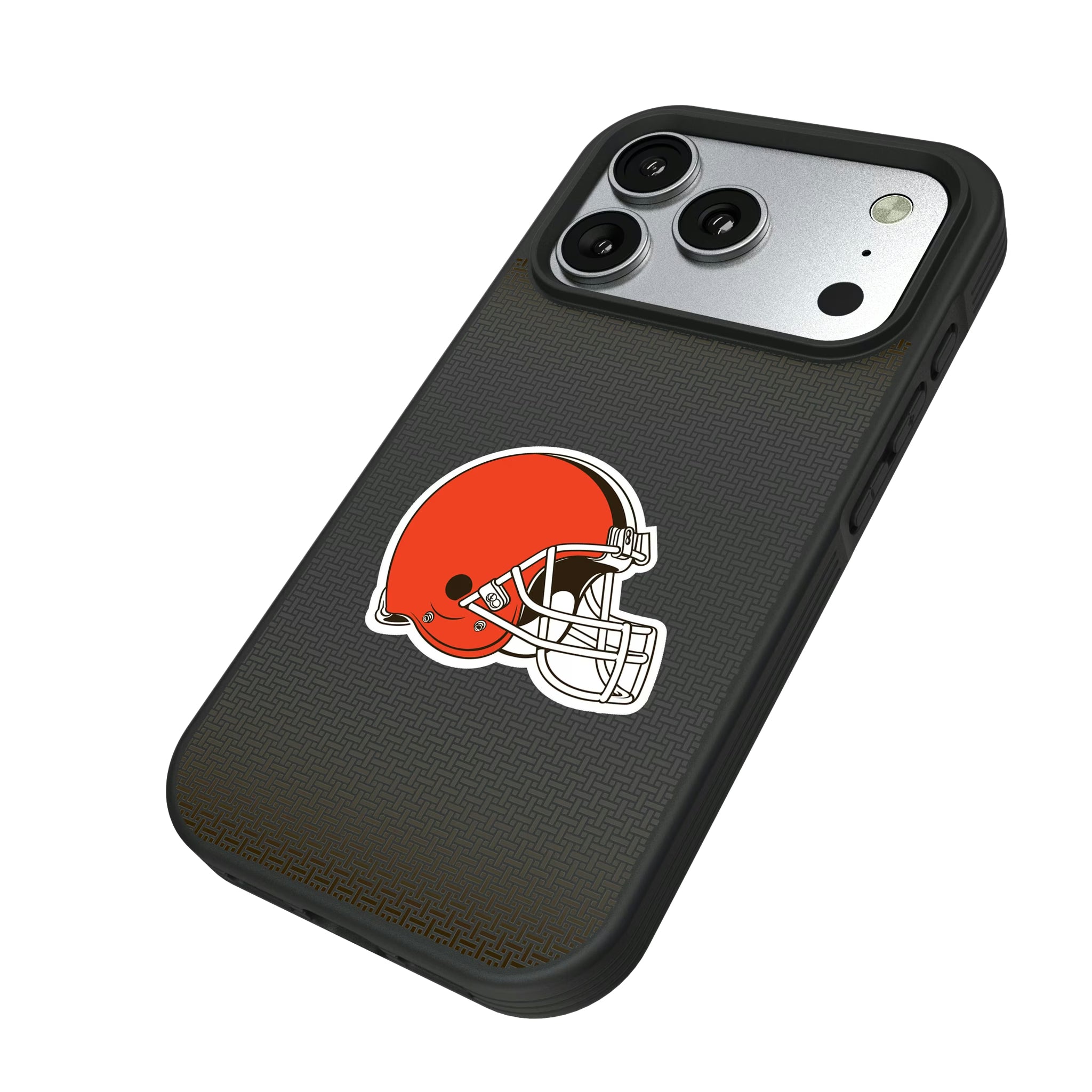 Cleveland Browns Linen iPhone Bump Phone Case for Apple iPhone - Isometric View#Device_iPhone 17 Pro