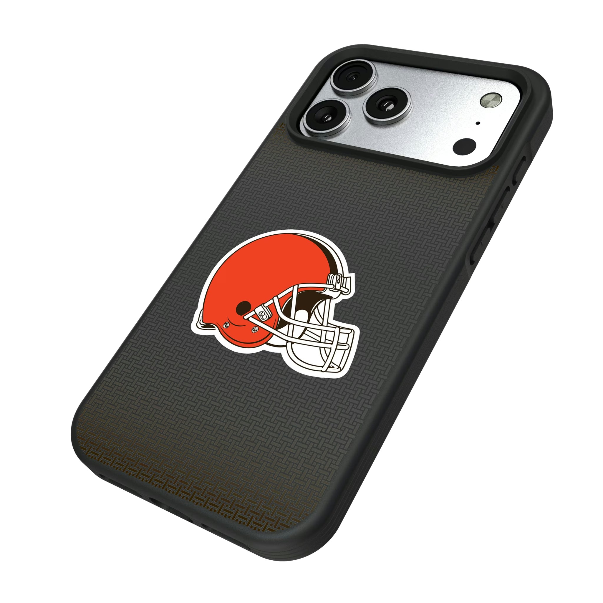 Cleveland Browns Linen iPhone Bump Phone Case for Apple iPhone - Isometric View#Device_iPhone 17 Pro Max
