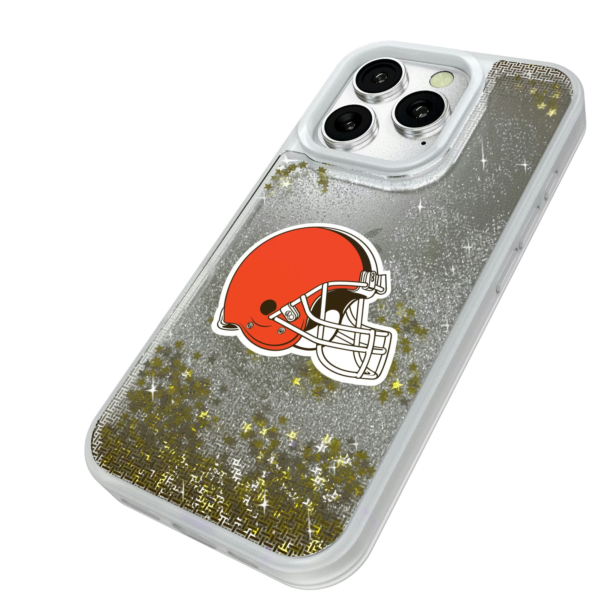 Cleveland Browns Linen iPhone Glitter Phone Case for Apple iPhone - Isometric View#Device_iPhone 16 Pro