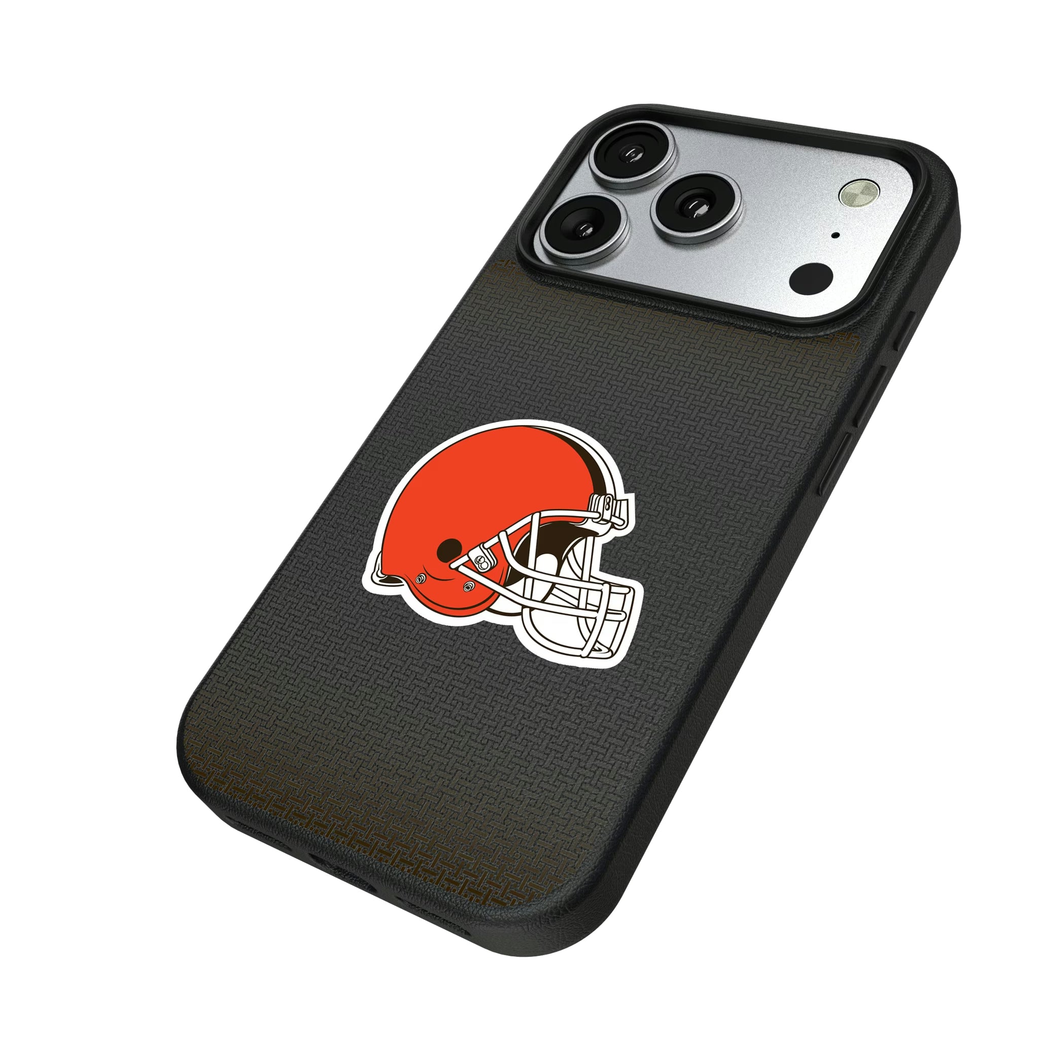Cleveland Browns Linen iPhone MagSafe Compatible Phone Case for Apple iPhone - Isometric View#Device_iPhone 17 Pro
