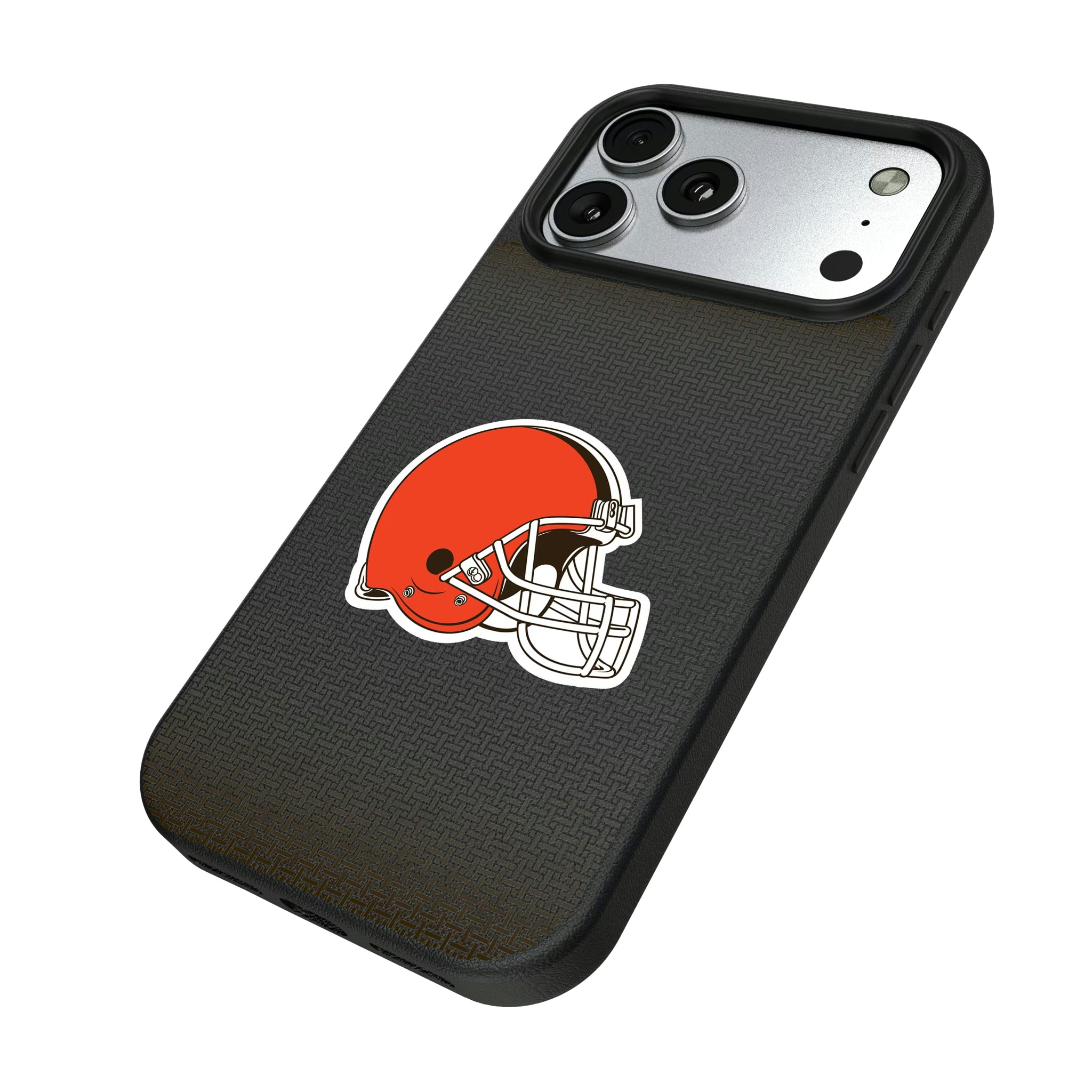 Cleveland Browns Linen iPhone MagSafe Compatible Phone Case for Apple iPhone - Isometric View#Device_iPhone 17 Pro Max