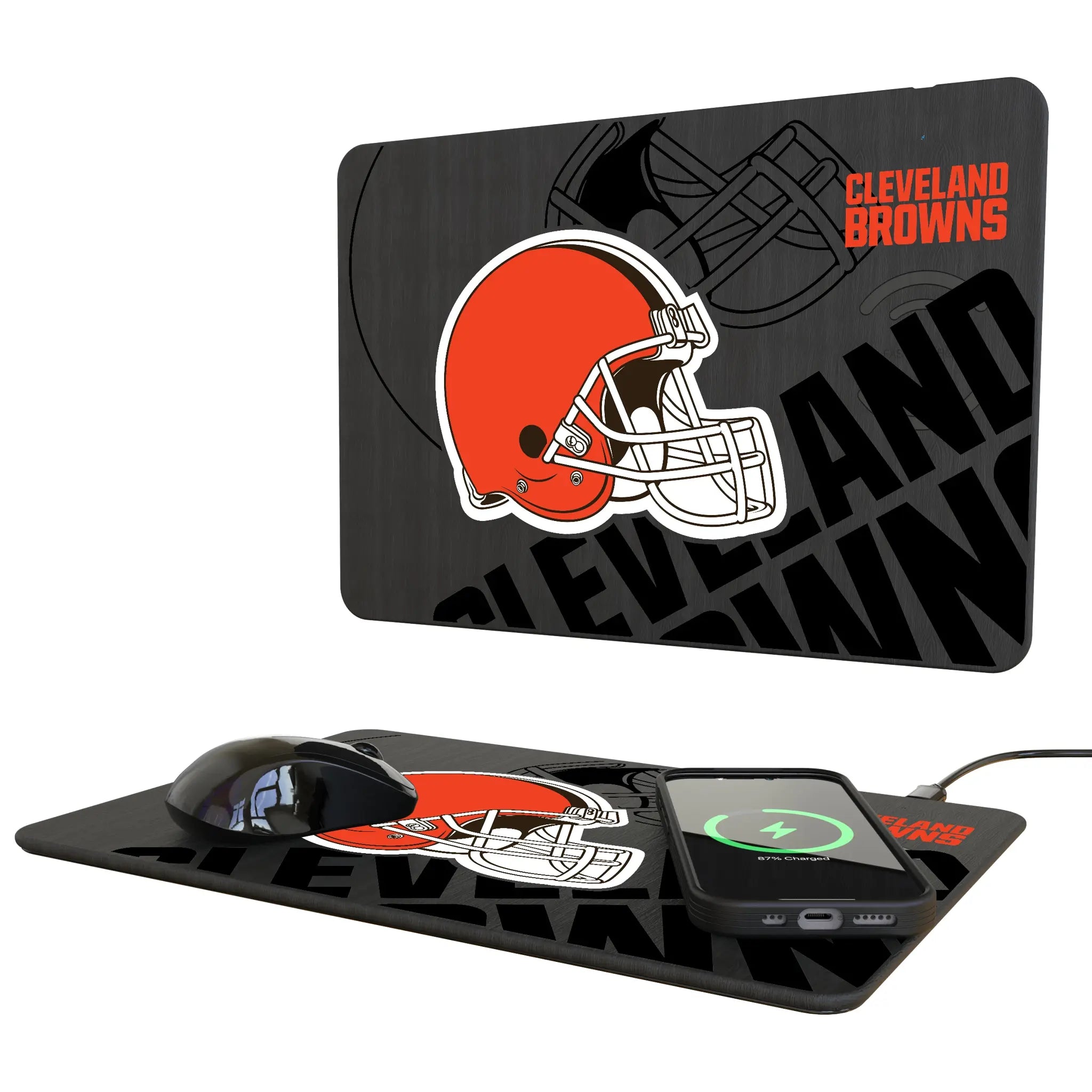 Cleveland Browns Monocolor Tilt 15-Watt Wireless Charger and Mouse Pad