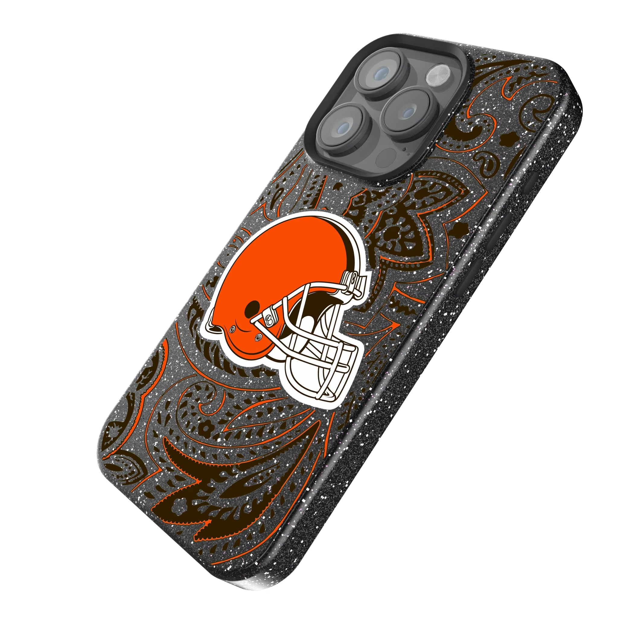 Cleveland Browns Paisley iPhone Bling Phone Case for Apple iPhone - Isometric View