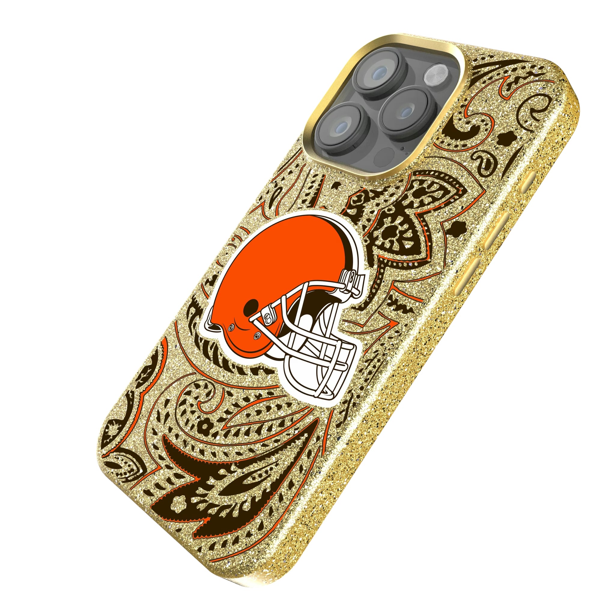 Cleveland Browns Paisley iPhone Bling Phone Case for Apple iPhone - Isometric View