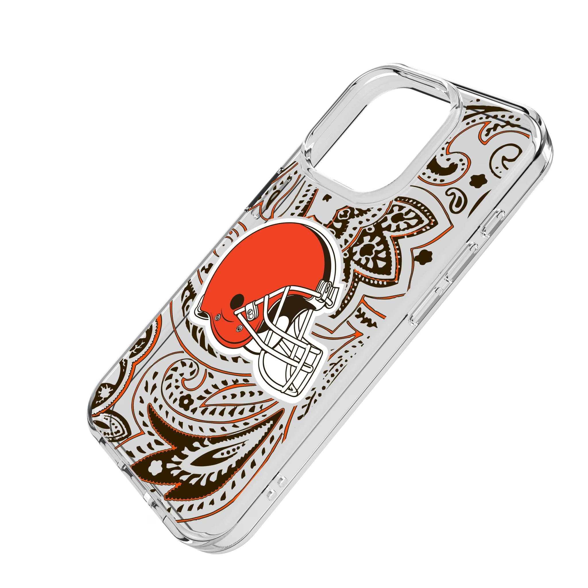 Cleveland Browns Paisley iPhone Clear Phone Case for Apple iPhone - Isometric View