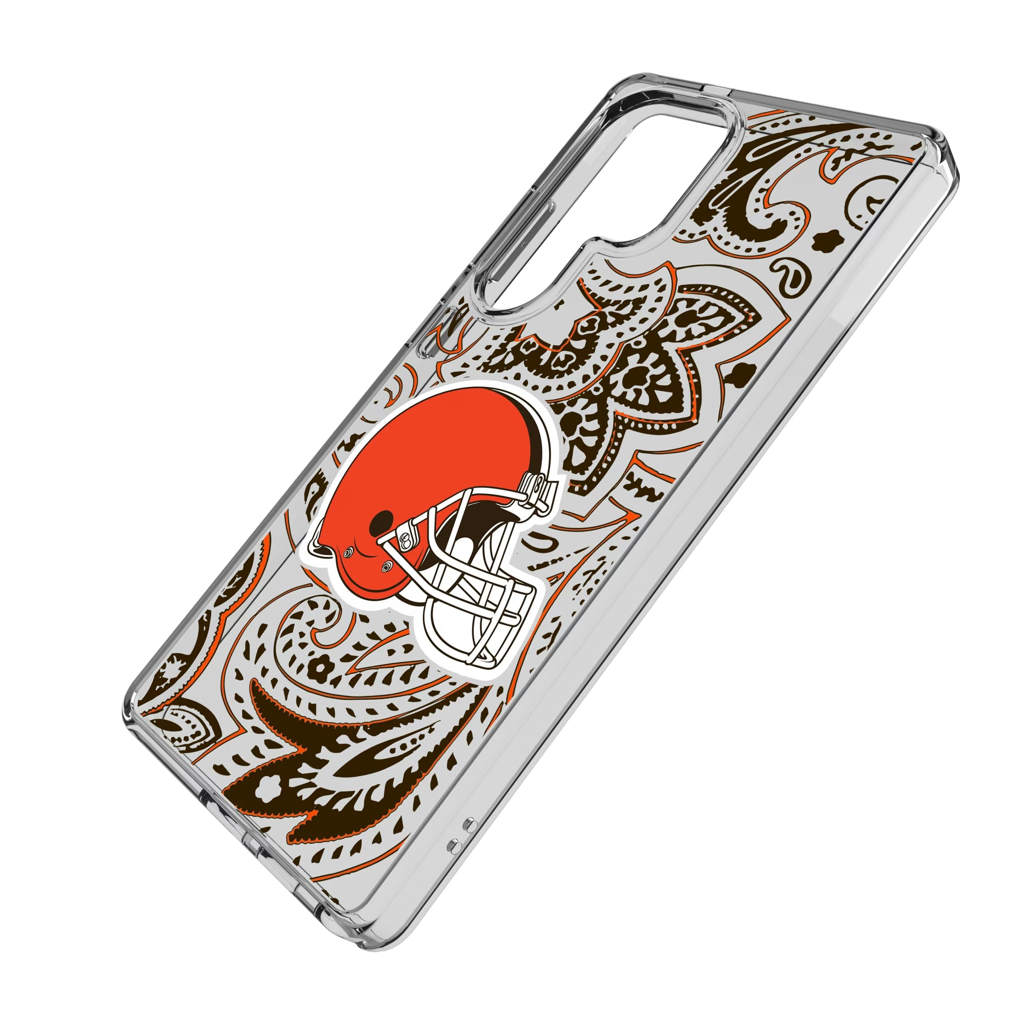 Cleveland Browns Paisley Galaxy Clear Phone Case for Samsung Galaxy - Isometric View