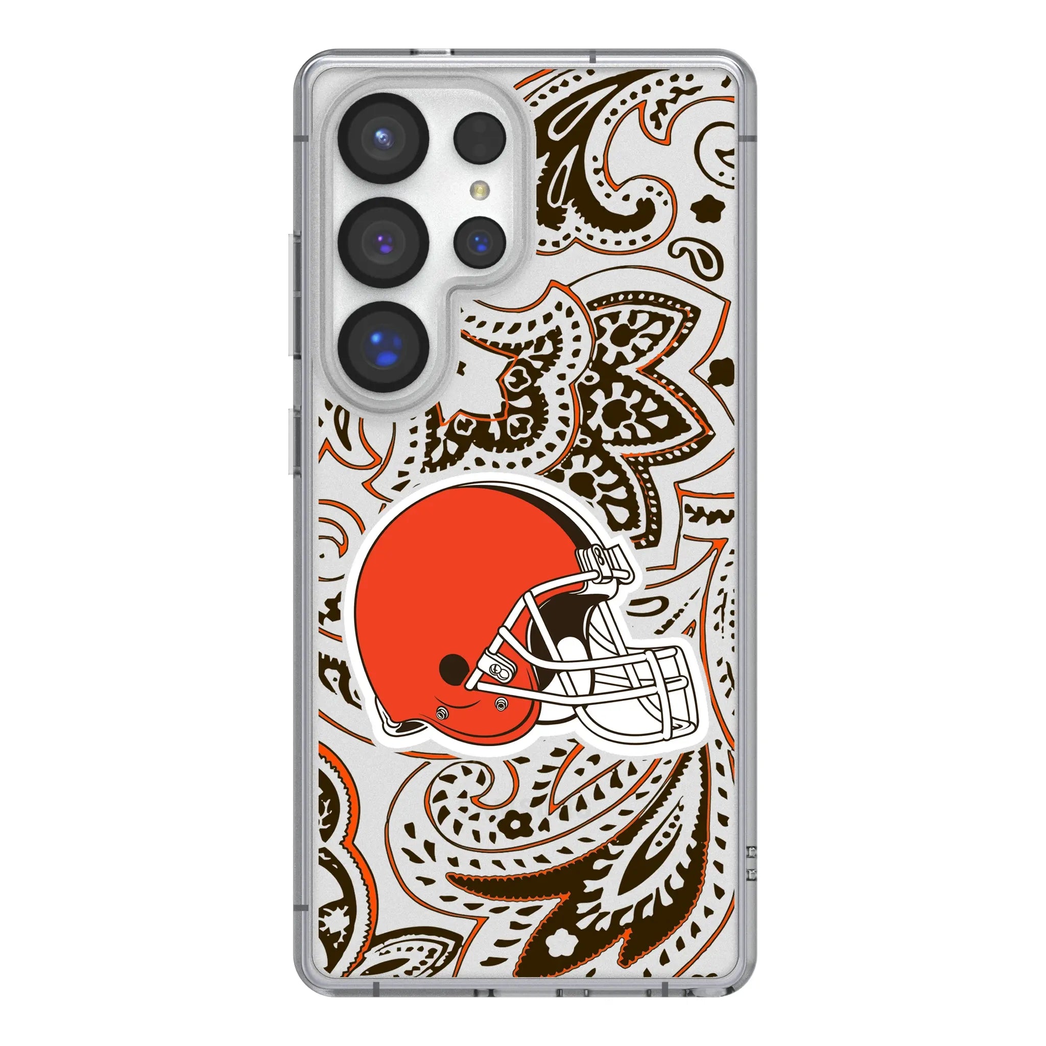 Cleveland Browns Paisley Galaxy Clear Phone Case for Samsung Galaxy#Device_Galaxy S25 Ultra