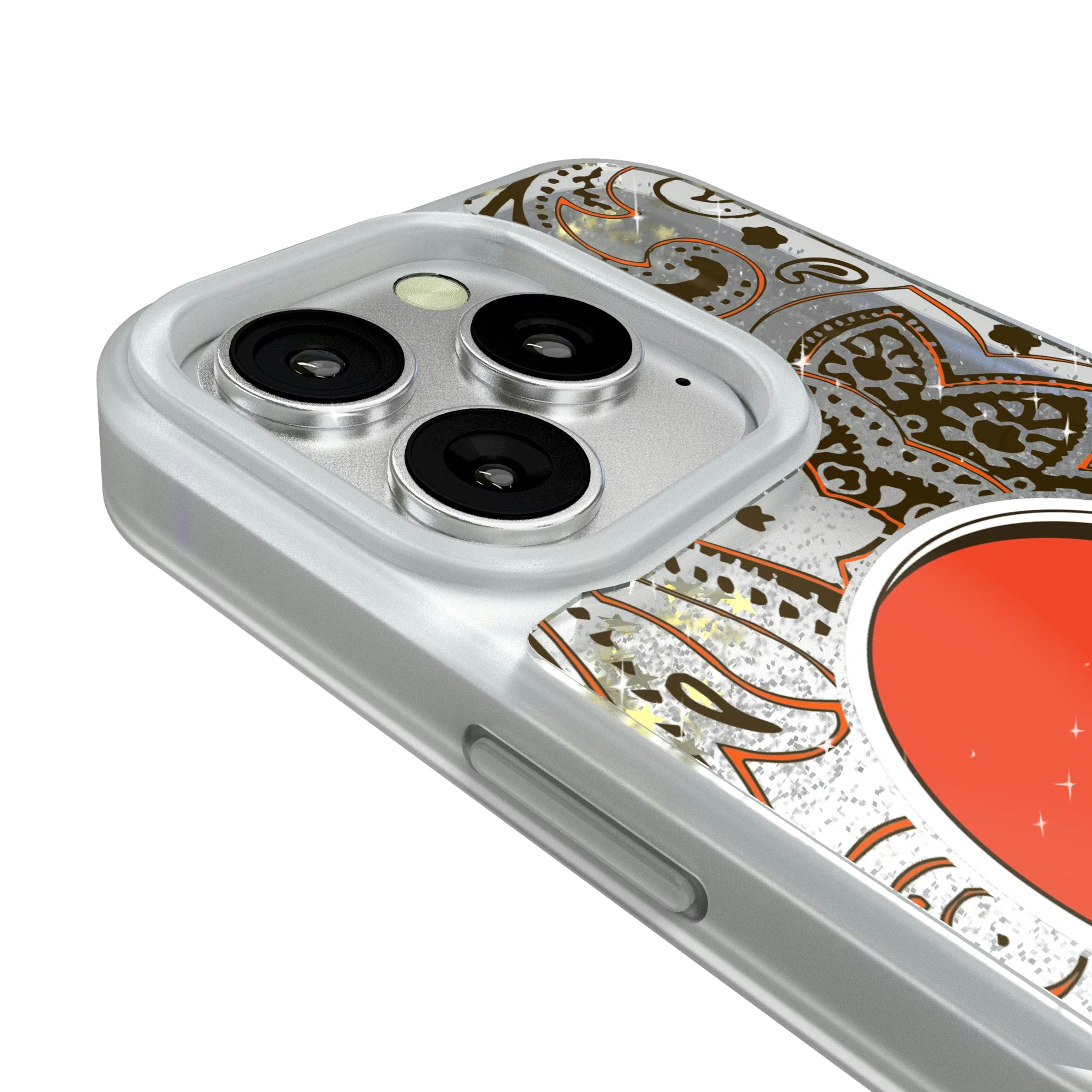 Cleveland Browns Paisley iPhone Glitter Phone Case for Apple iPhone - Detail#Device_iPhone 16 Pro