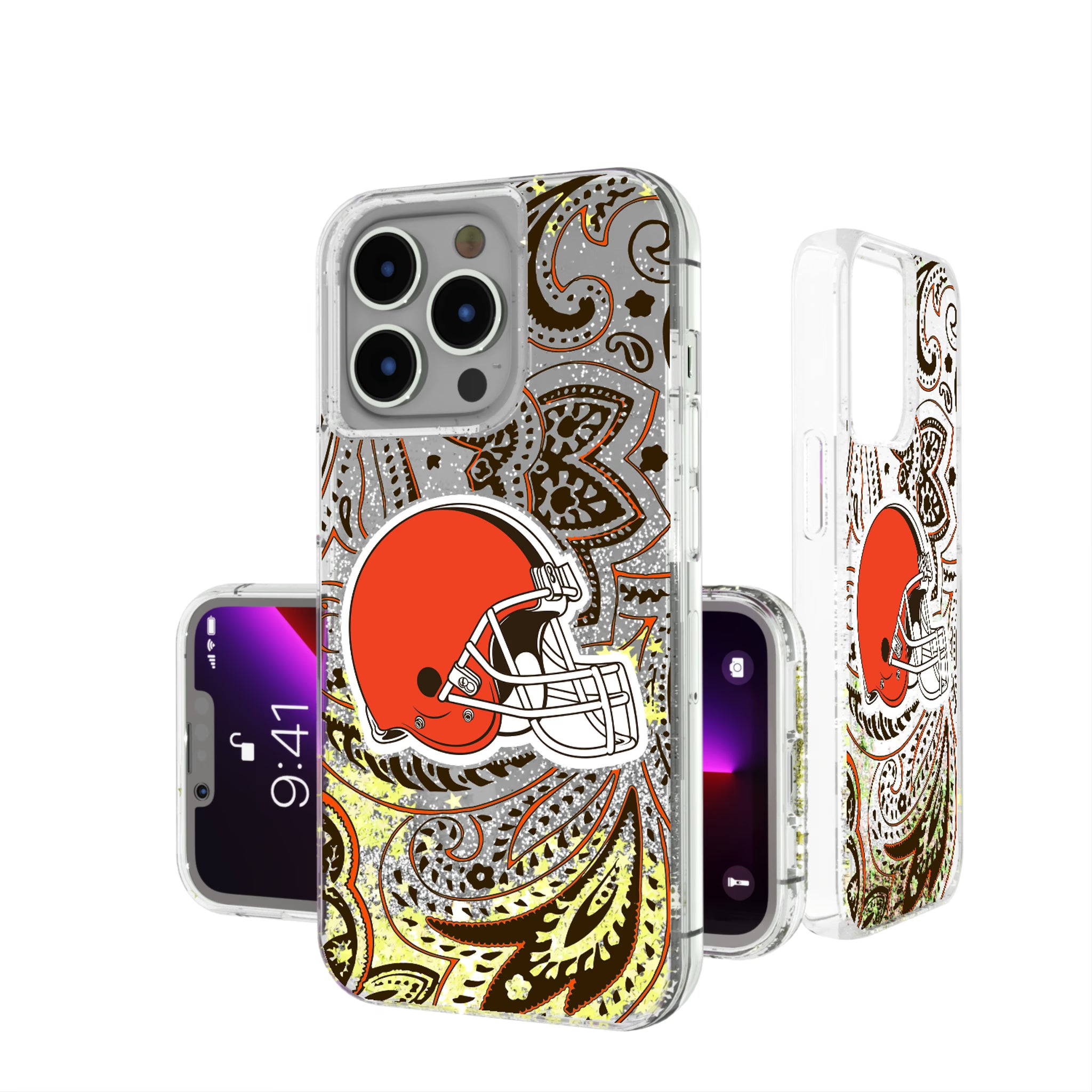 Cleveland Browns Paisley iPhone Glitter Phone Case for Apple iPhone