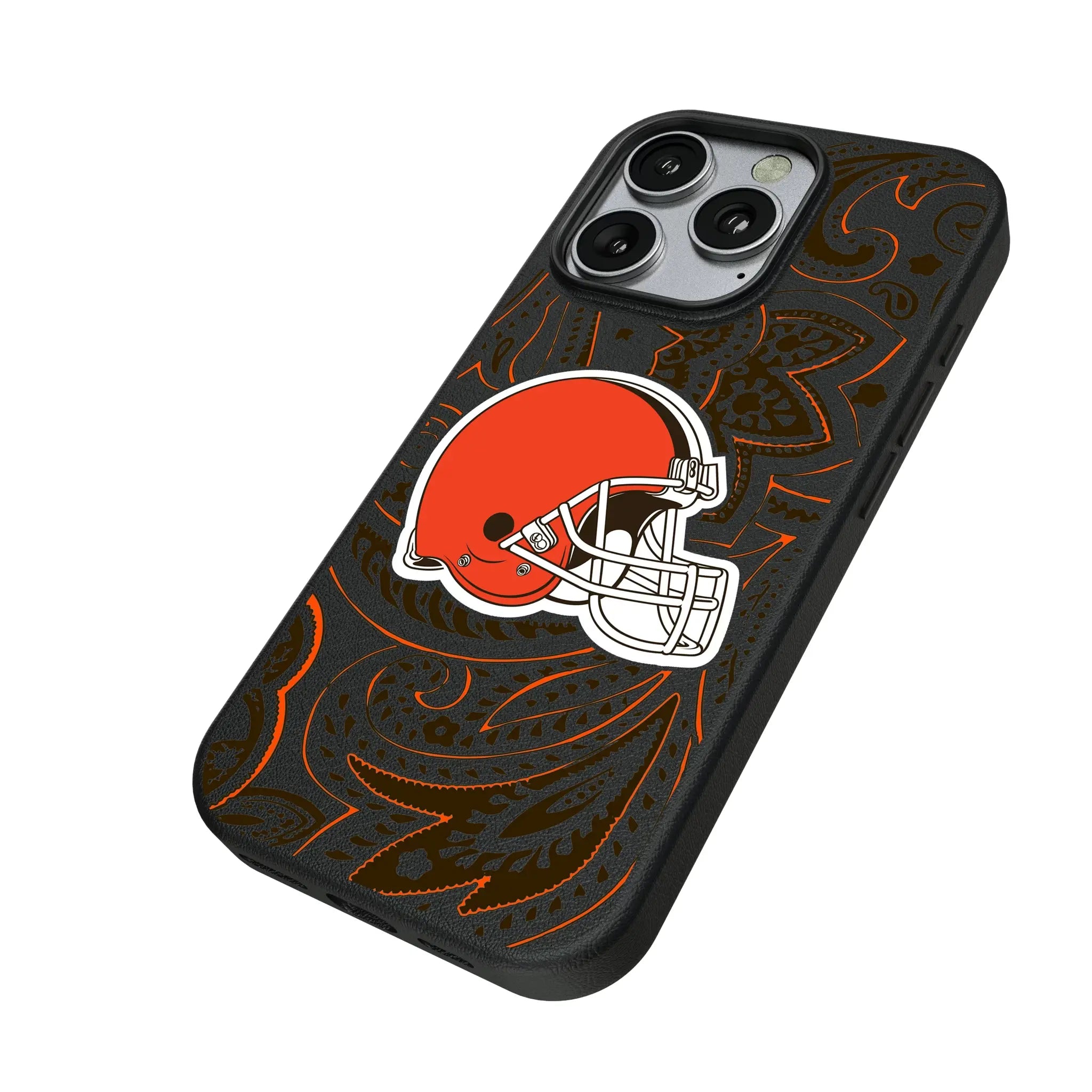 Cleveland Browns Paisley iPhone MagSafe Compatible Phone Case for Apple iPhone - Isometric View