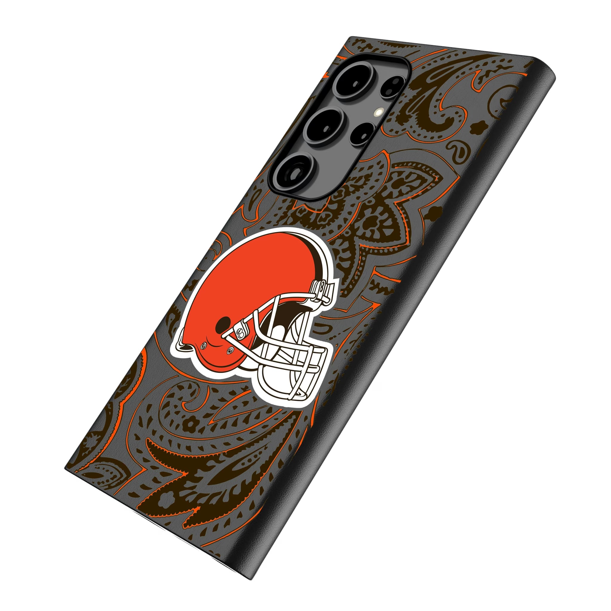 Cleveland Browns Paisley Galaxy MagSafe Compatible Phone Case for Samsung Galaxy - Isometric View