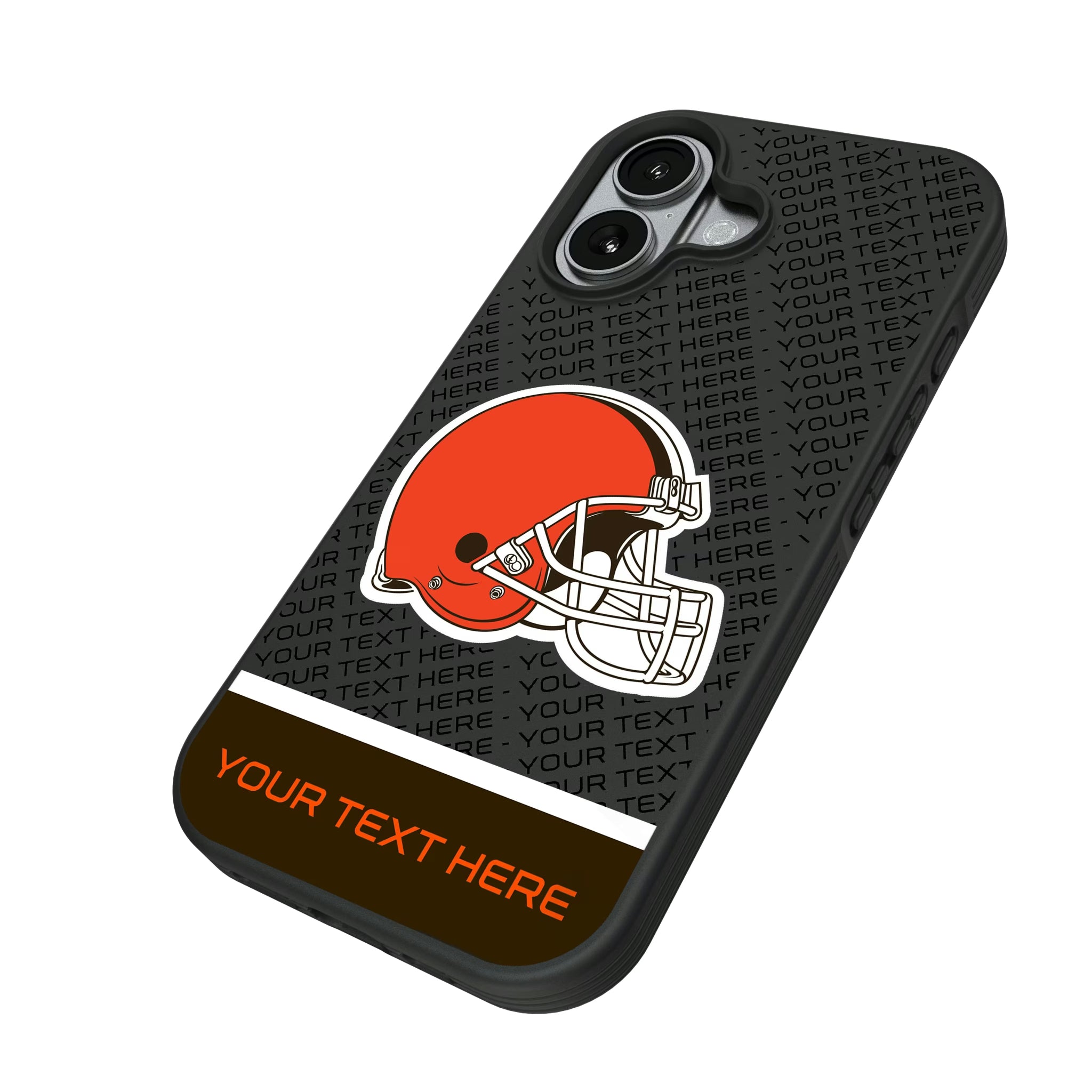 Cleveland Browns Personalized EndZone Plus iPhone Bump Phone Case for Apple iPhone - Isometric View#Device_iPhone 17