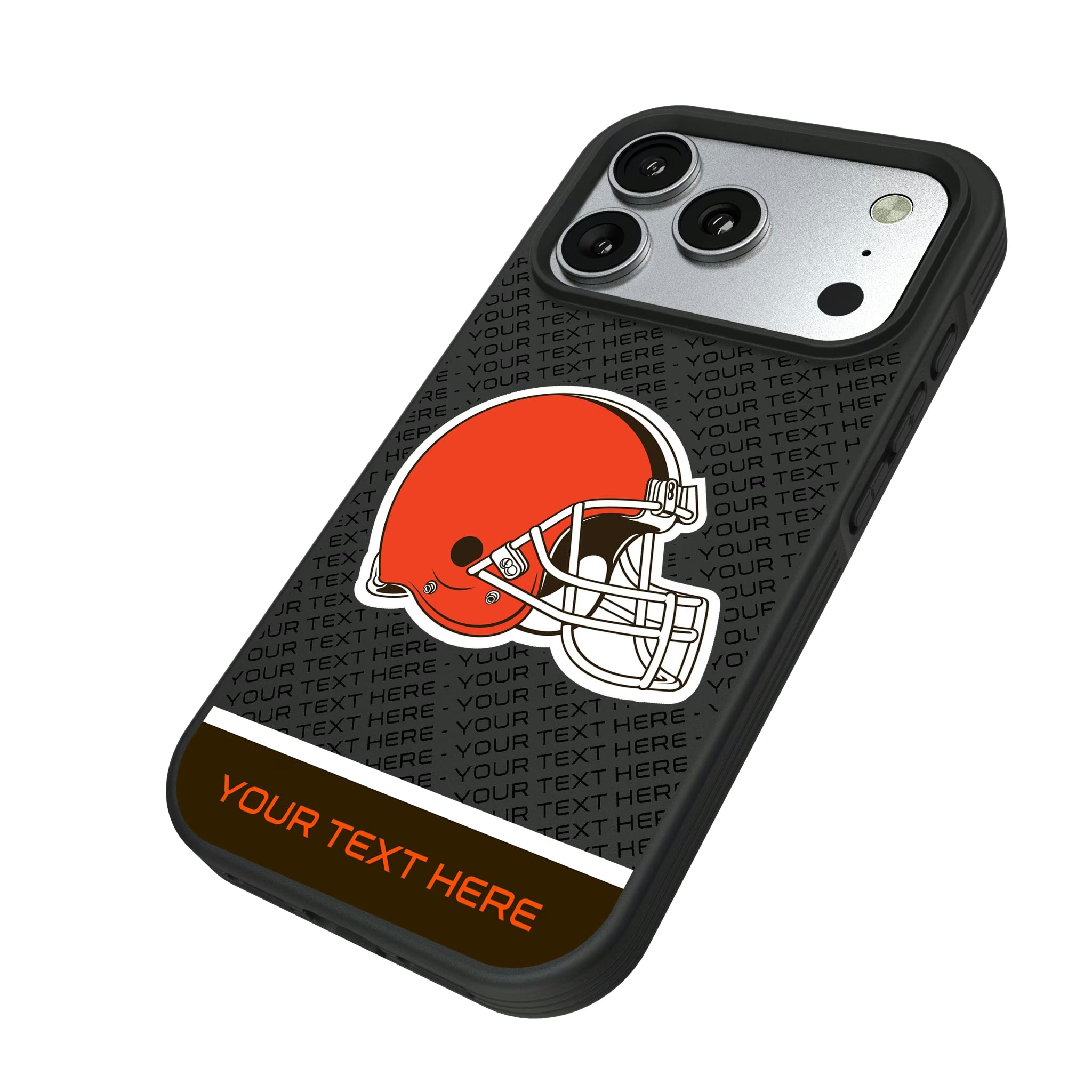 Cleveland Browns Personalized EndZone Plus iPhone Bump Phone Case for Apple iPhone - Isometric View#Device_iPhone 17 Pro