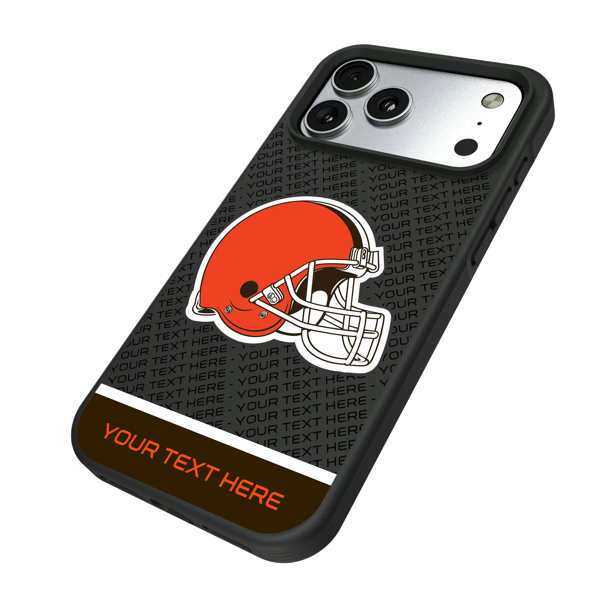 Cleveland Browns Personalized EndZone Plus iPhone Bump Phone Case for Apple iPhone - Isometric View#Device_iPhone 17 Pro Max