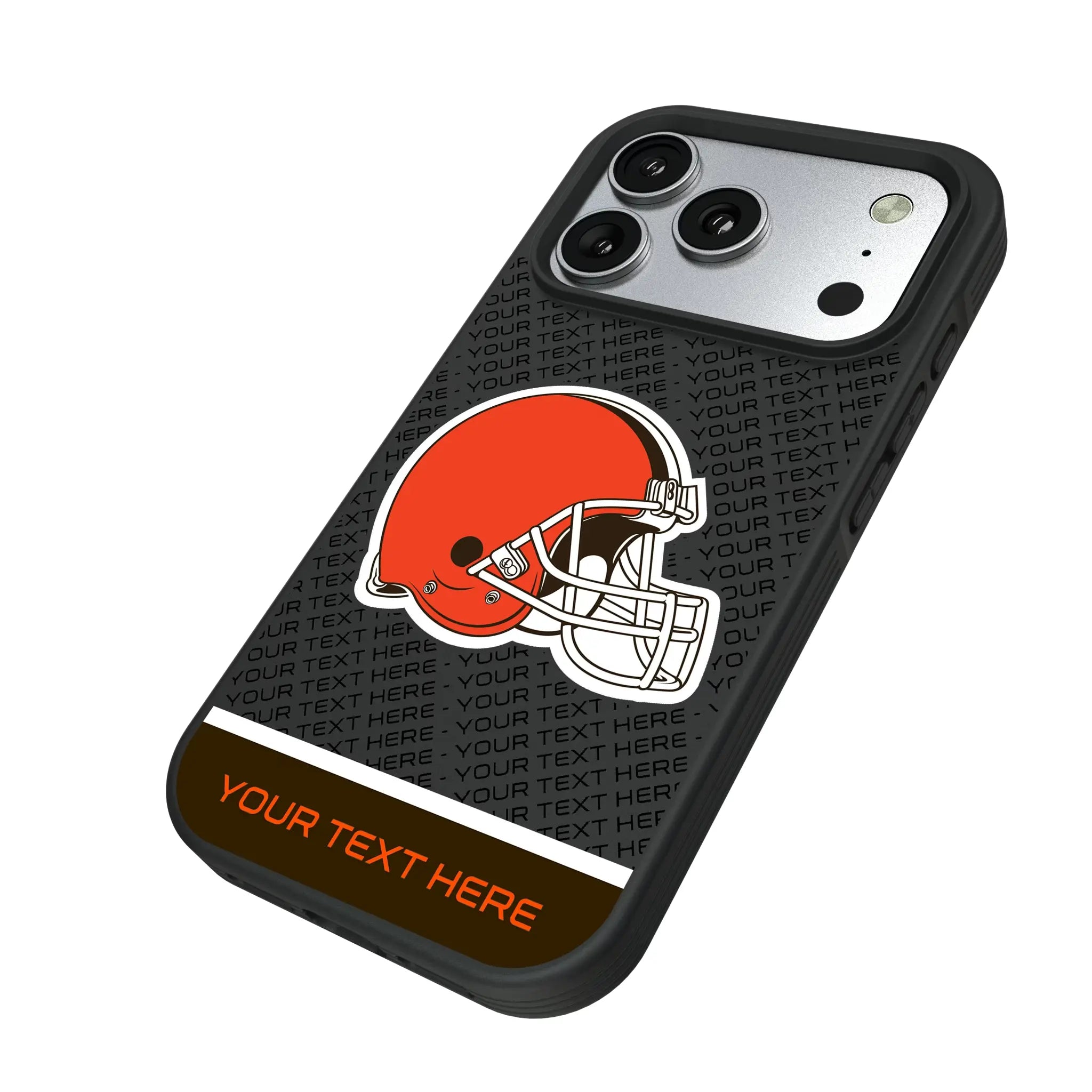 Cleveland Browns Personalized EndZone Plus iPhone Bump Phone Case for Apple iPhone - Isometric View#Device_iPhone 17 Pro