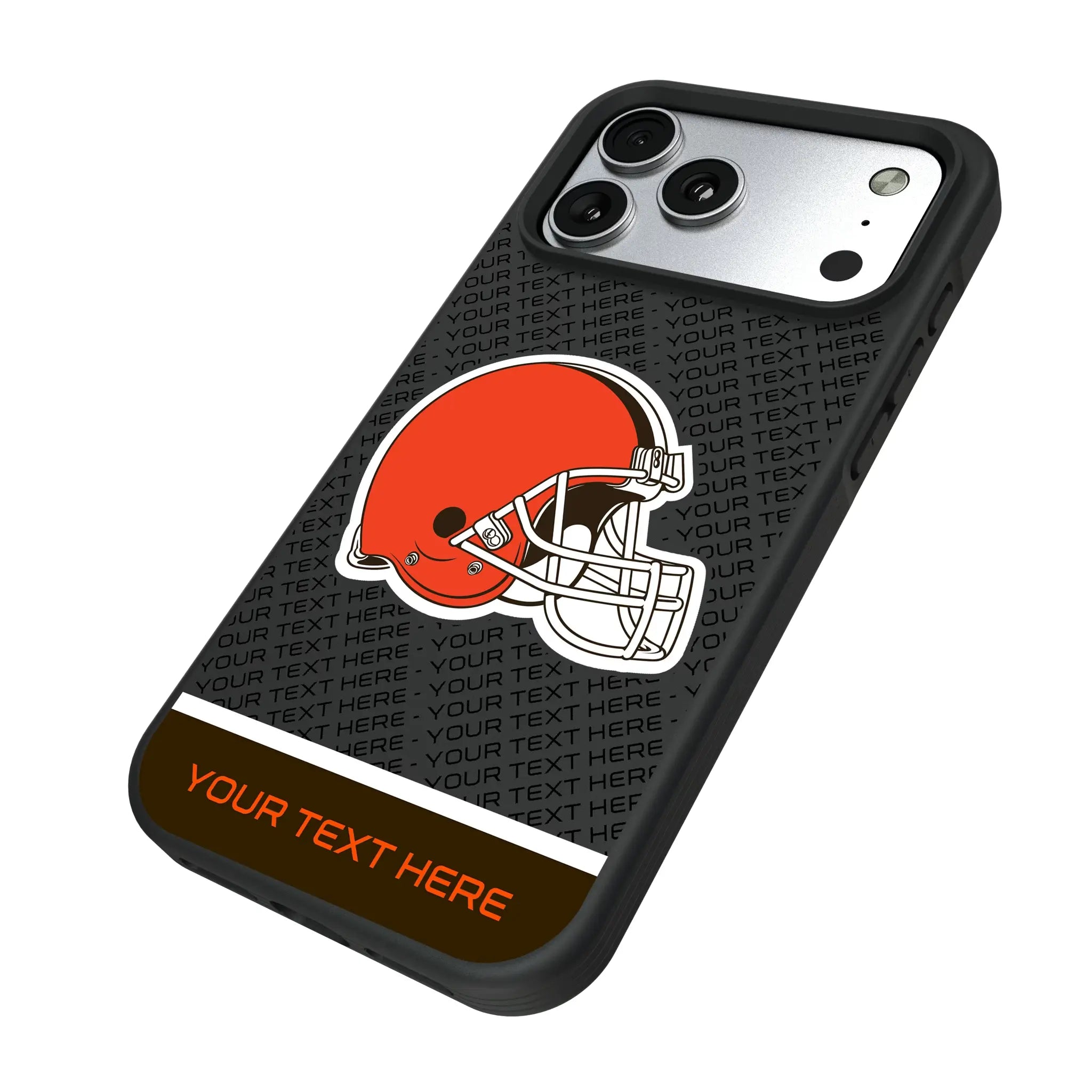 Cleveland Browns Personalized EndZone Plus iPhone Bump Phone Case for Apple iPhone - Isometric View#Device_iPhone 17 Pro Max