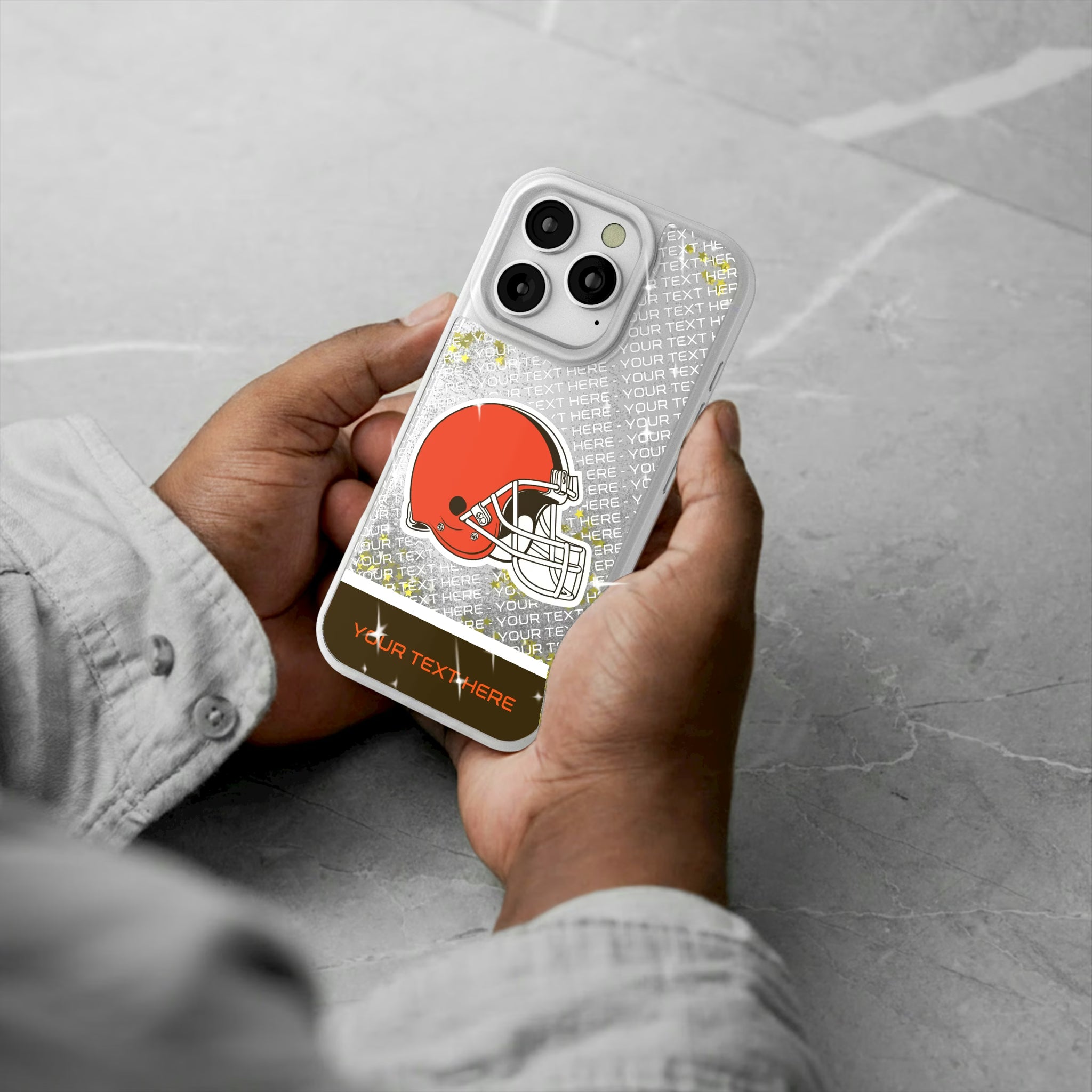 Cleveland Browns Personalized EndZone Plus iPhone Glitter Phone Case for Apple iPhone - Lifestyle#Device_iPhone 16 Pro