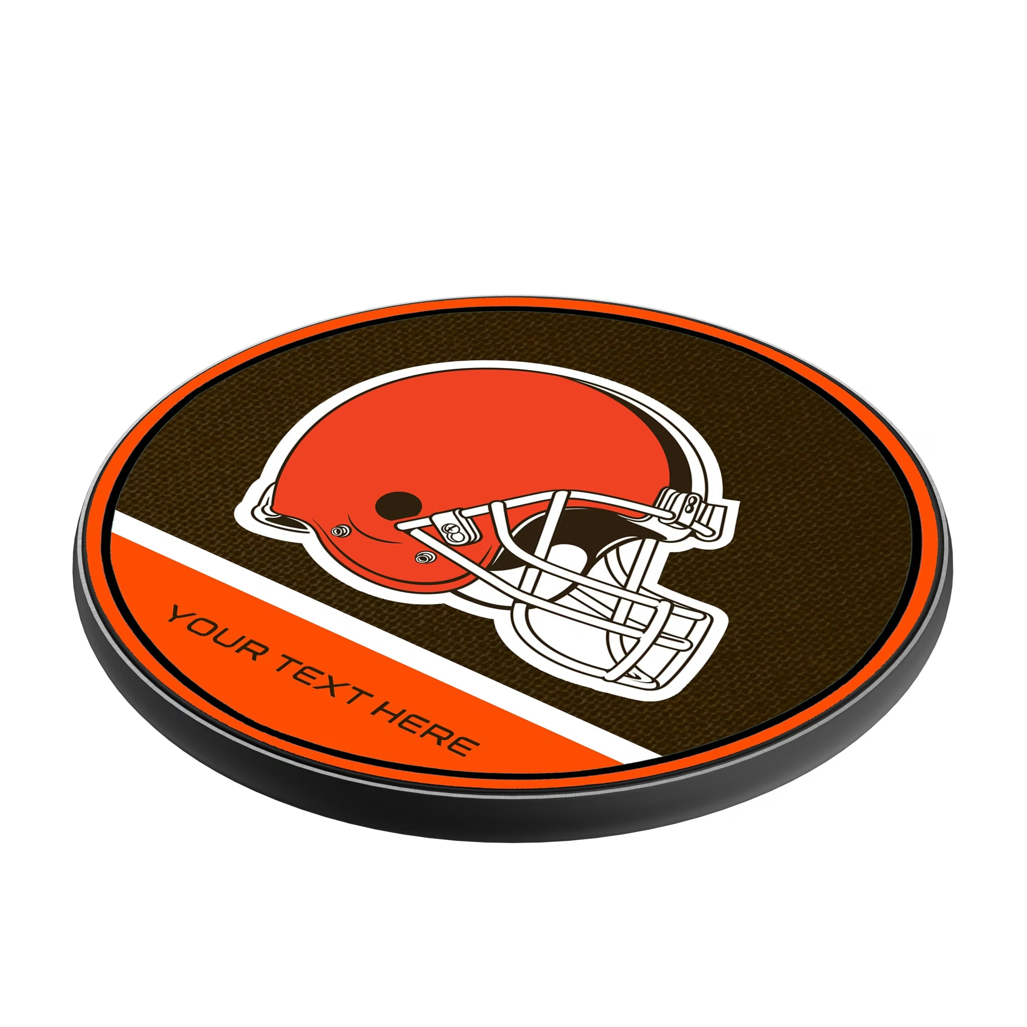 Cleveland Browns Personalized Endzone Solid 15-Watt Wireless Charger - Isometric View