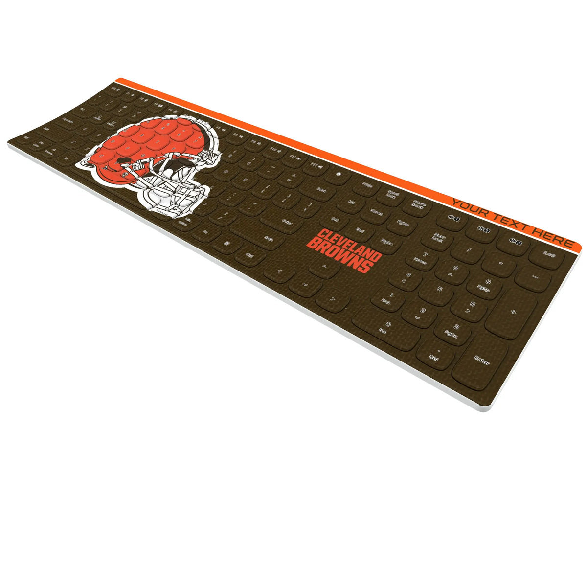 Cleveland Browns Personalized Endzone Solid KKB605 Curved Wireless Keyboard - Isometric View